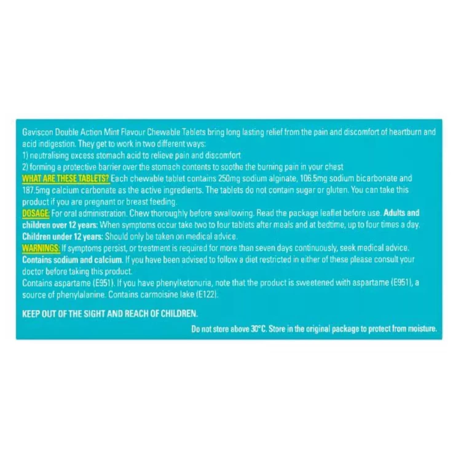Gaviscon Double Action Mint Flavour 48 Tablets