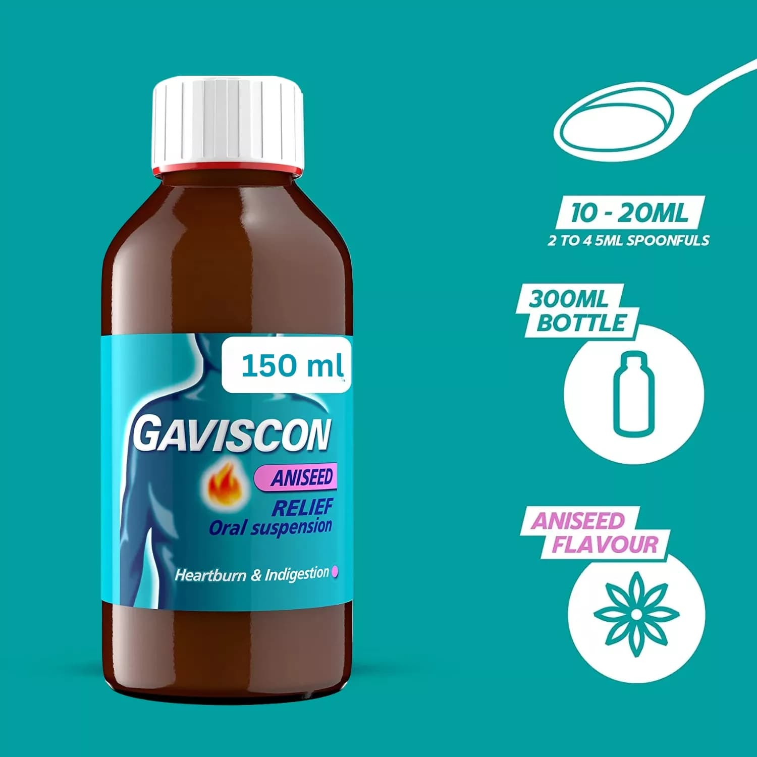 Gaviscon Liquid Heartburn & Indigestion Aniseed 150ml
