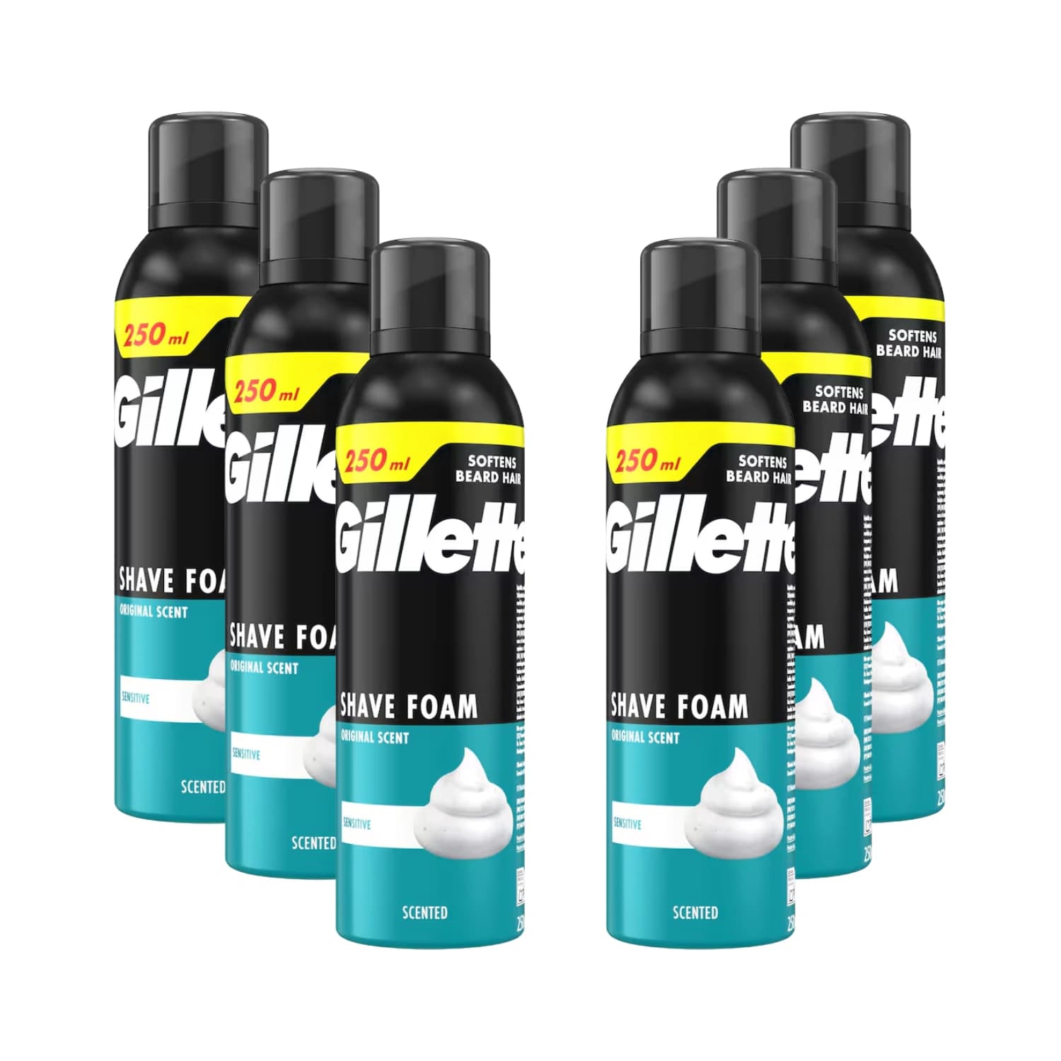 Gillette Shaving Foam Sensitive 250ml - Pack 6