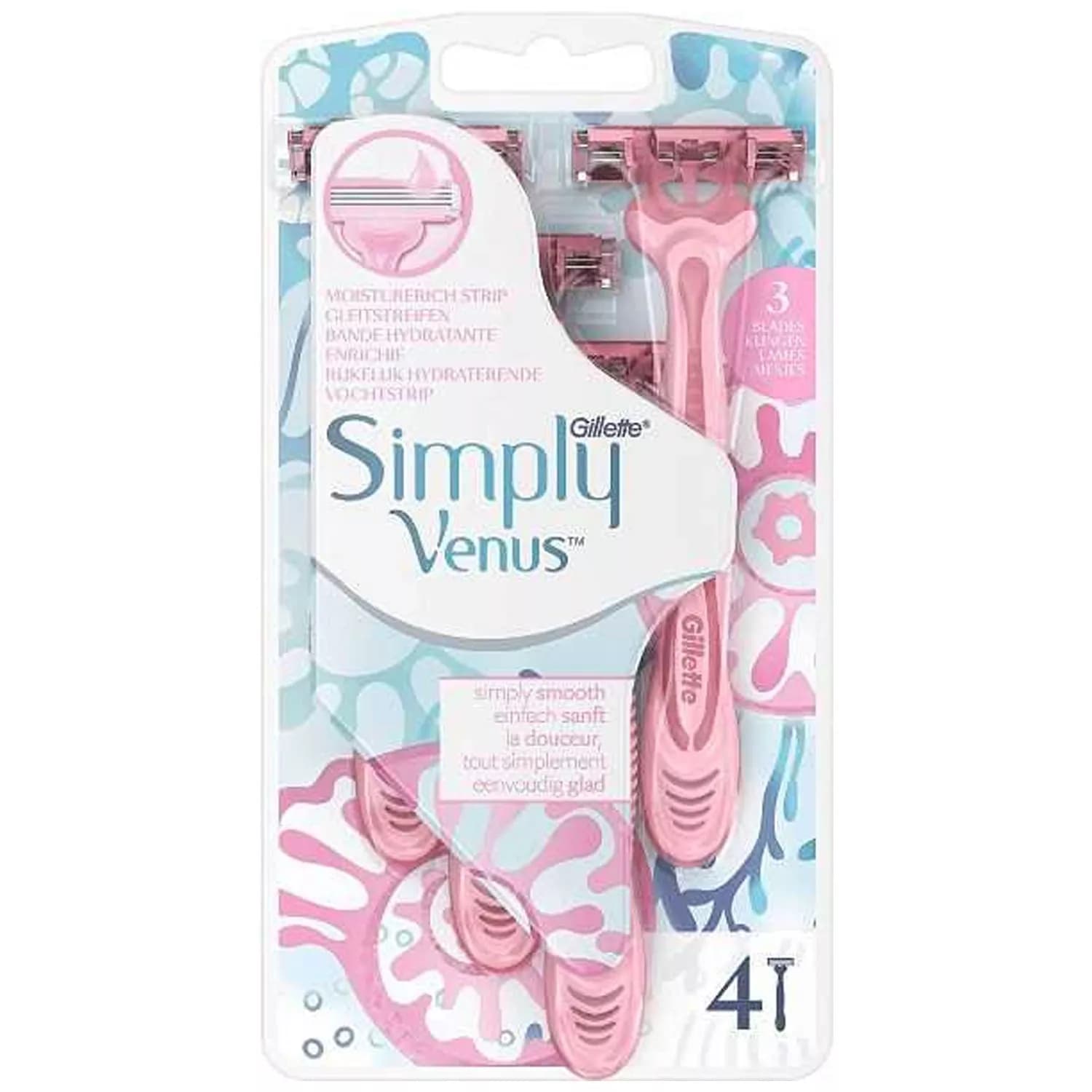Gillette Simply Venus 3 Disposable Razors For Women 4Count
