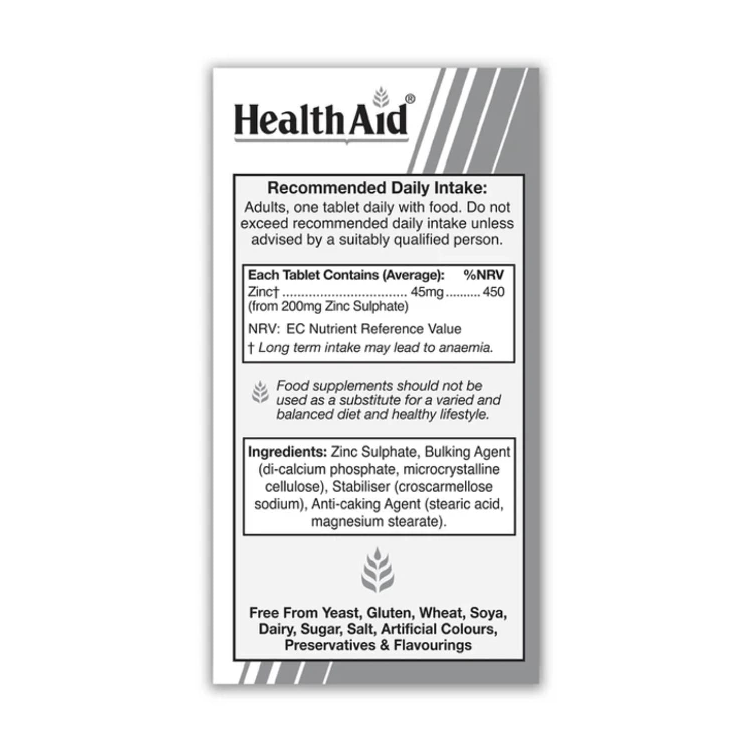 HealthAid Zinc Sulphate 200mg - 90 Tablets
