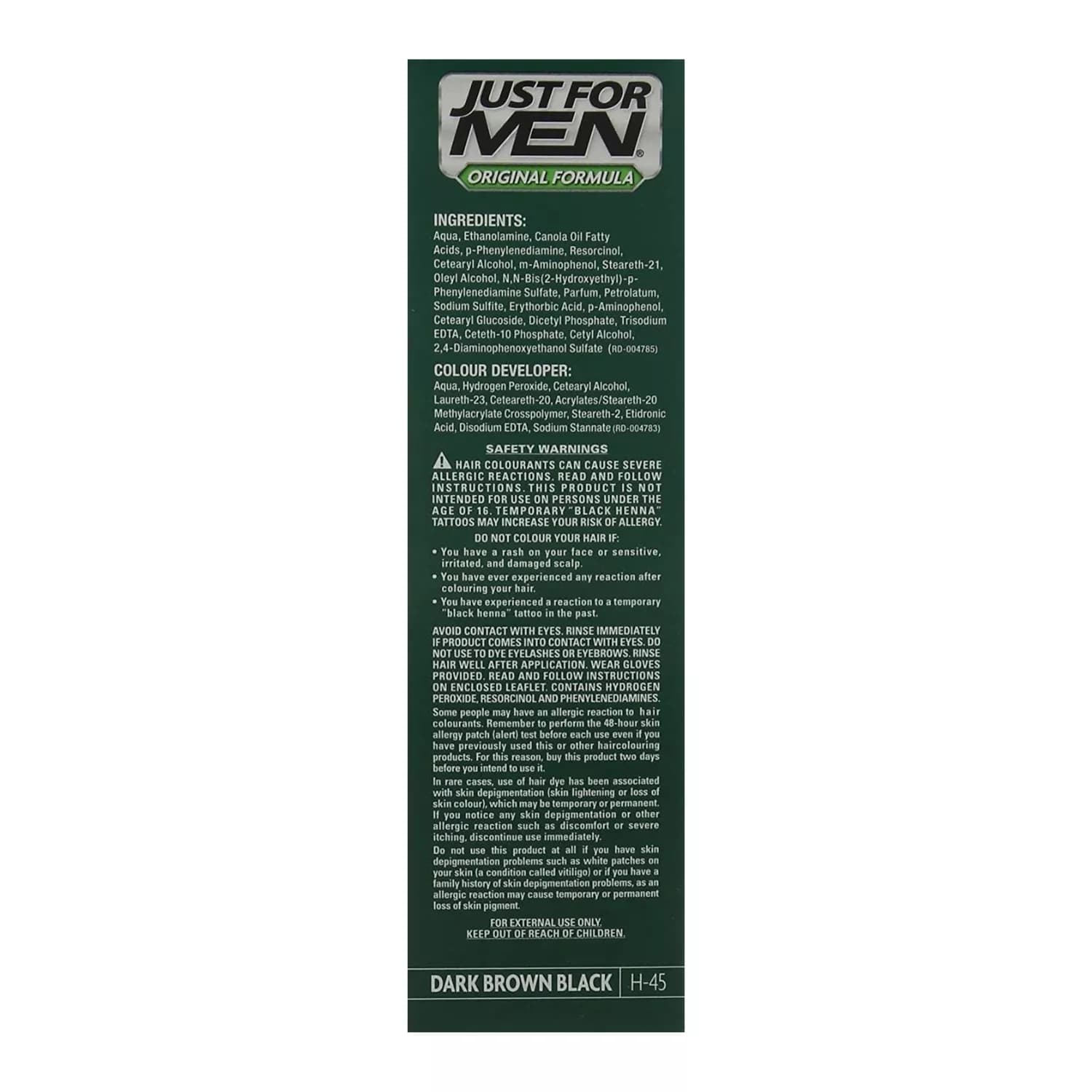 Just For Men Original Formula H-45 Dark Brown Black Hair Dye
