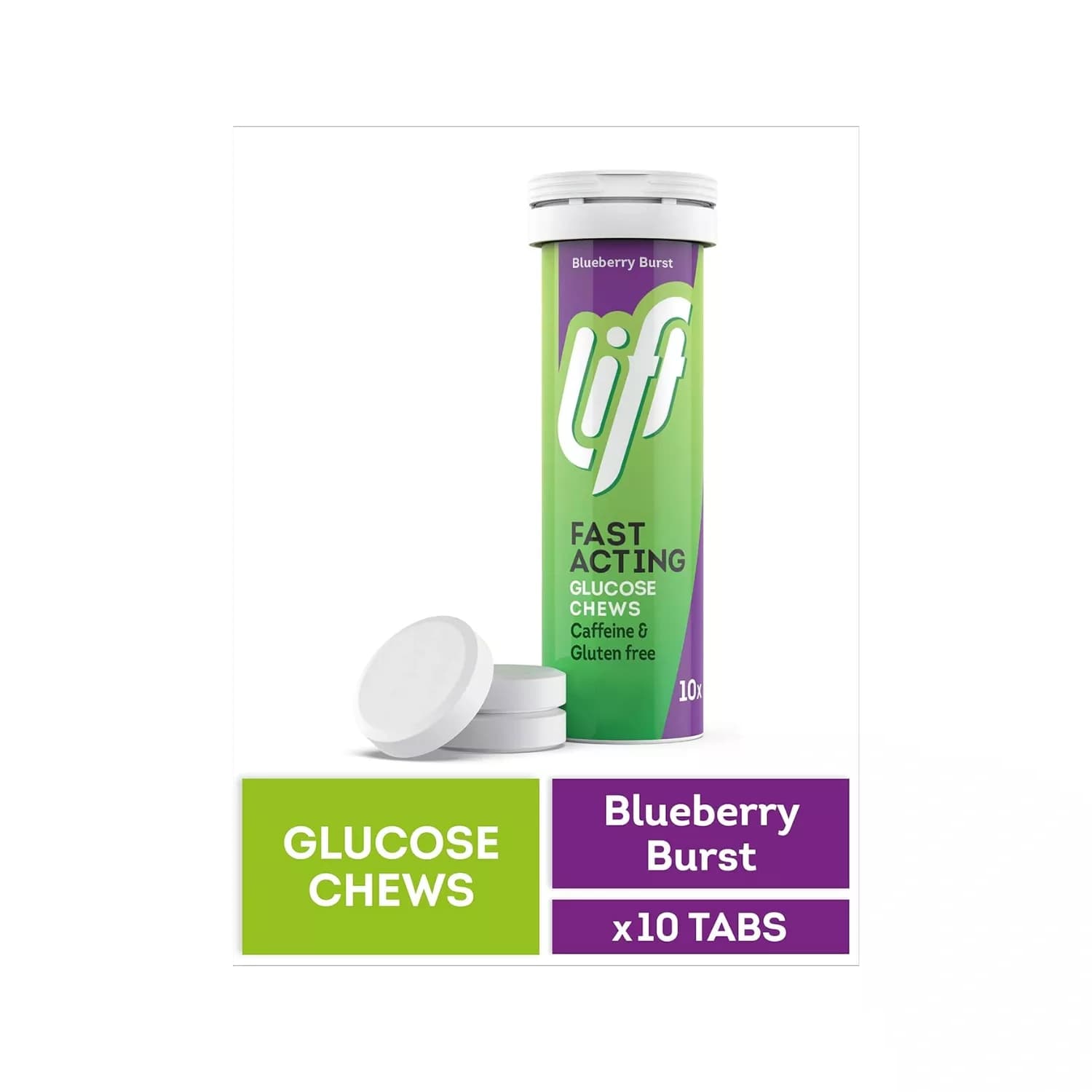 Lift Glucose Chewable Blueberry 10 Tablets | 6 Pack