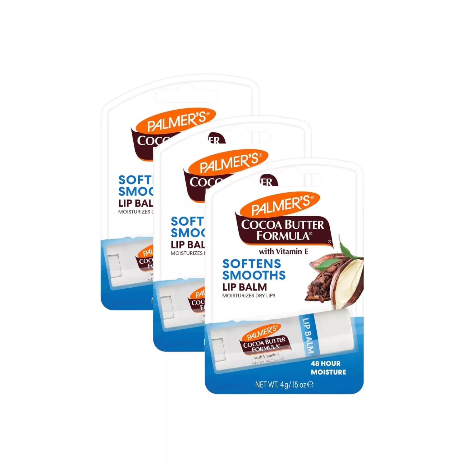 Palmers Cocoa Butter Formula Moisturizing Lip Balm SPF 15, 4g x 3 Packs
