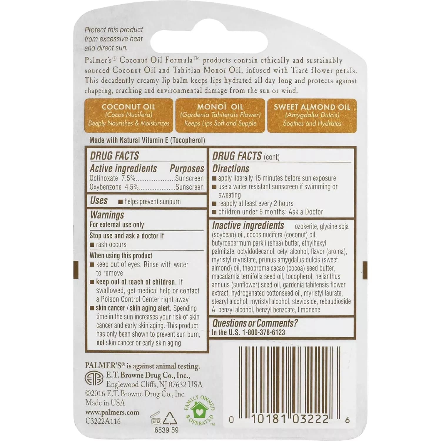 Palmers Coconut Oil Formula Spf 15, Lip Balm 4g