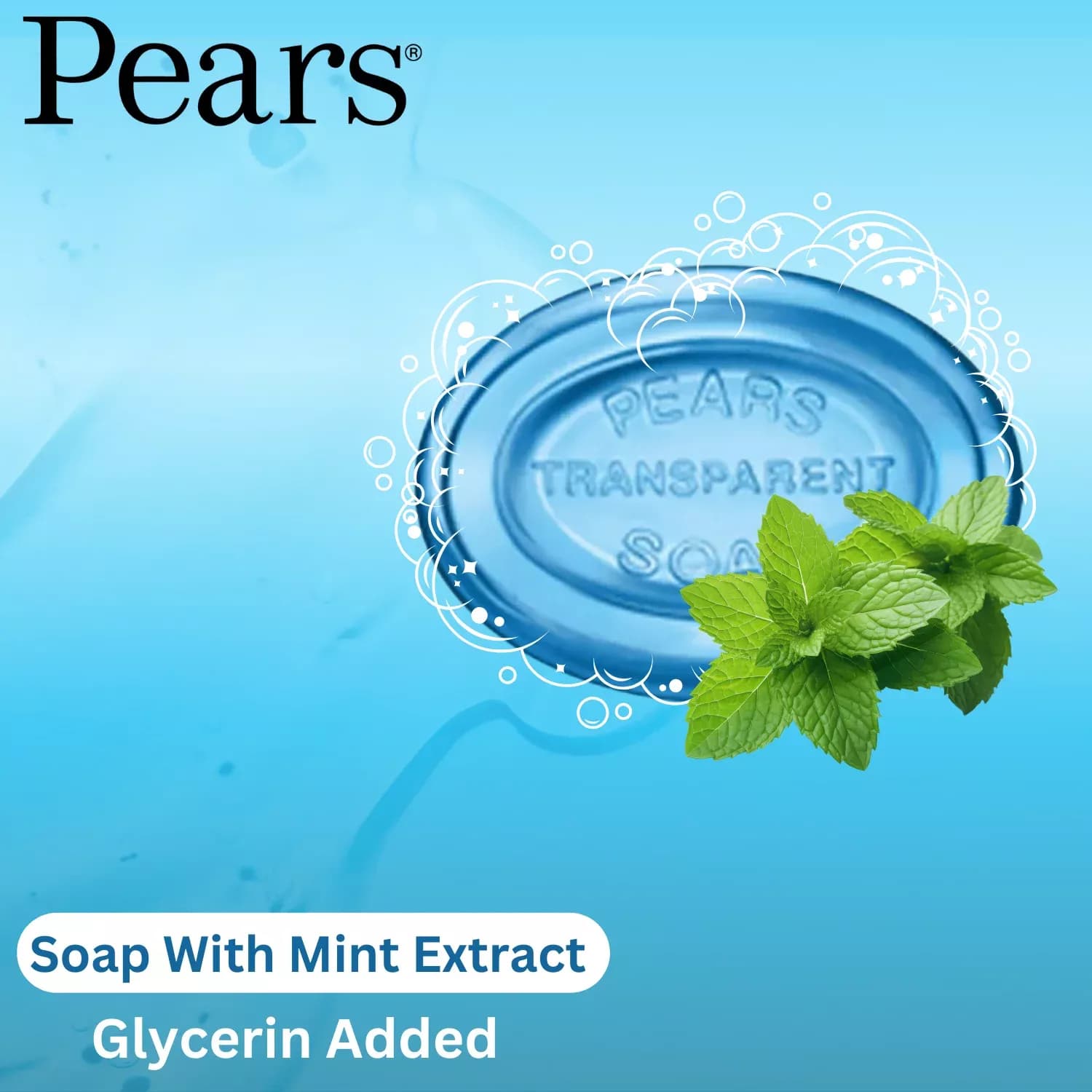 Pears Transparent Bar Soap Blue Mint 125g - Pack of 12