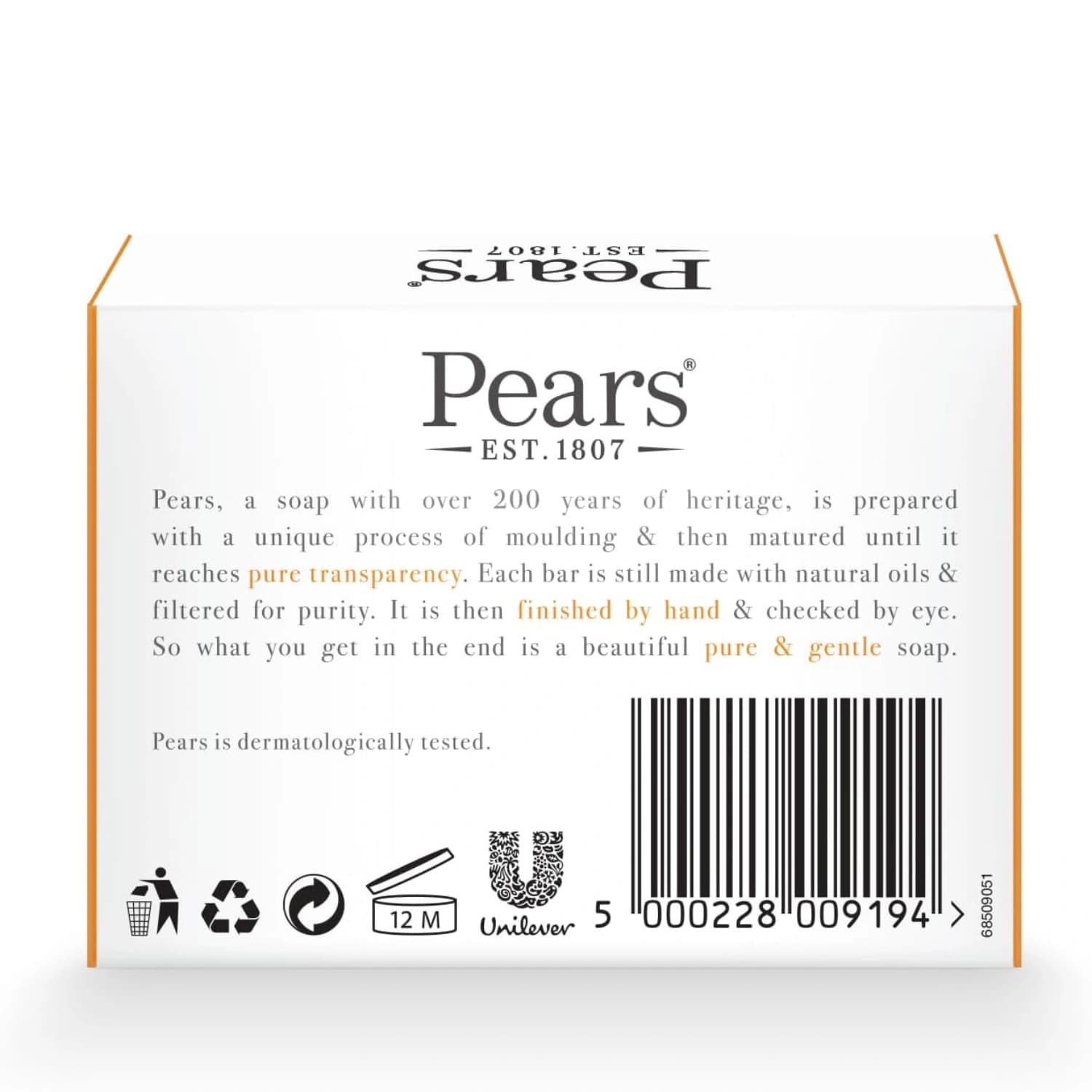Pears Transparent Amber Bar Soap 125g - Pack 12