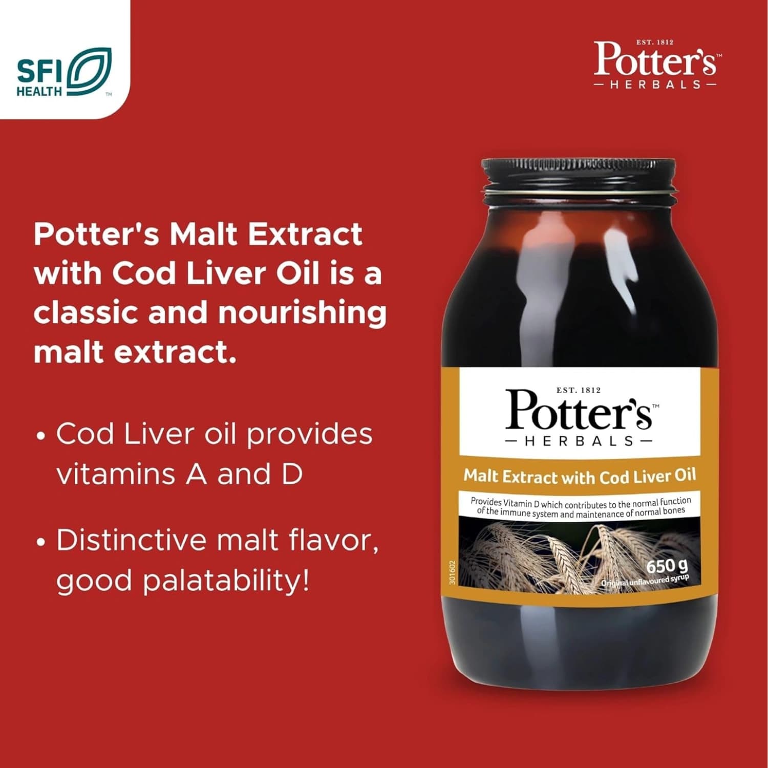 Potters Malt Extract with Cod Liver Oil 650g