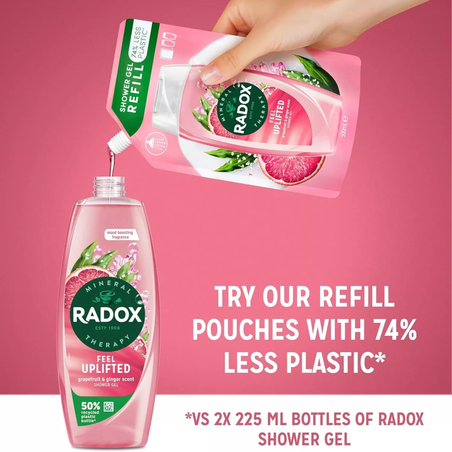 6x Radox Feel Uplifted Shower Gel 225ml