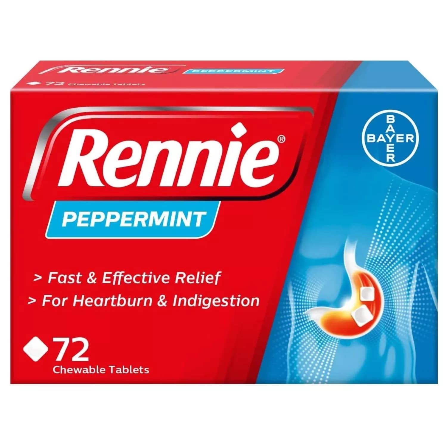 Rennie Spearmint Indigestion & Heartburn Relief 72 Tablets