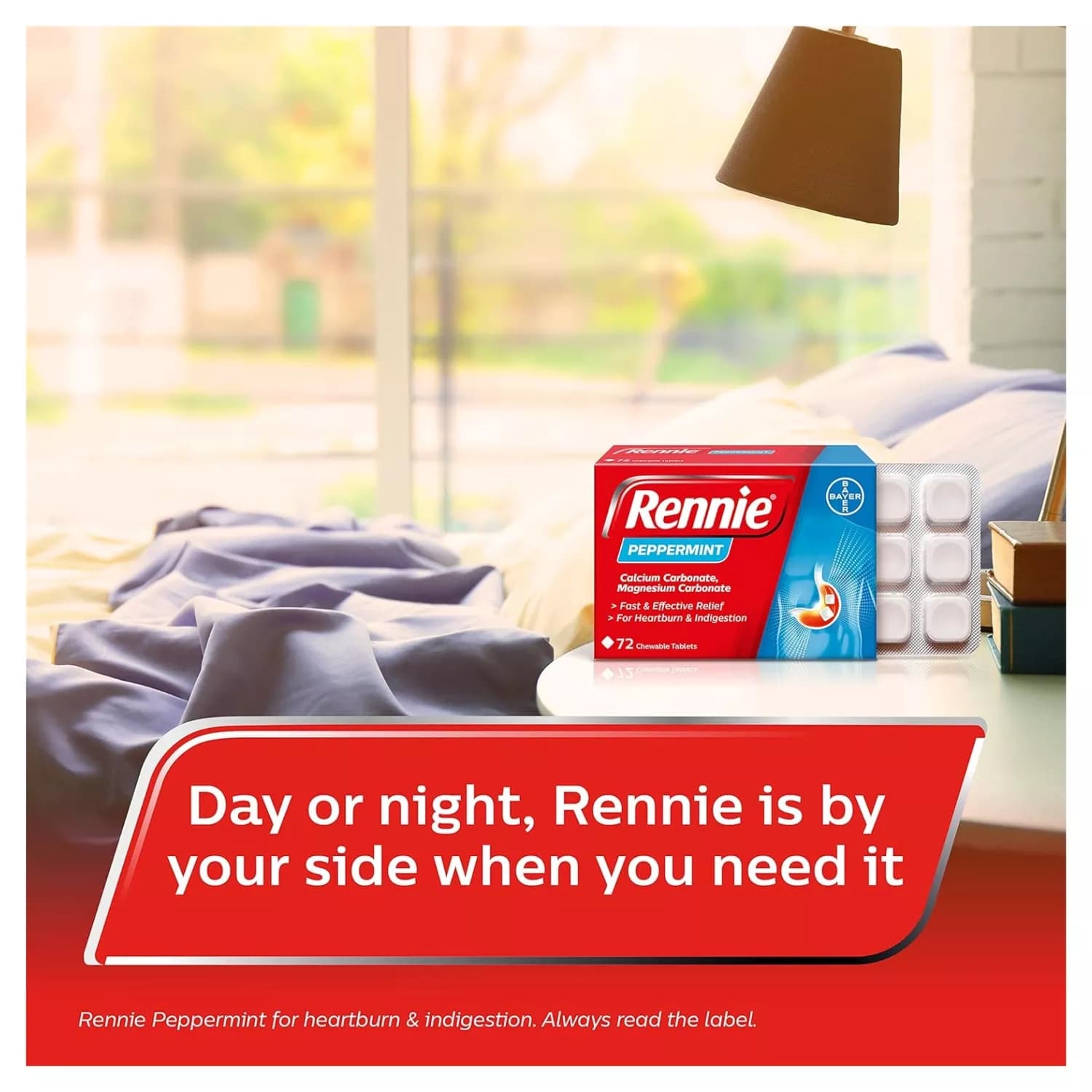 Rennie Spearmint Indigestion & Heartburn Relief 72 Tablets