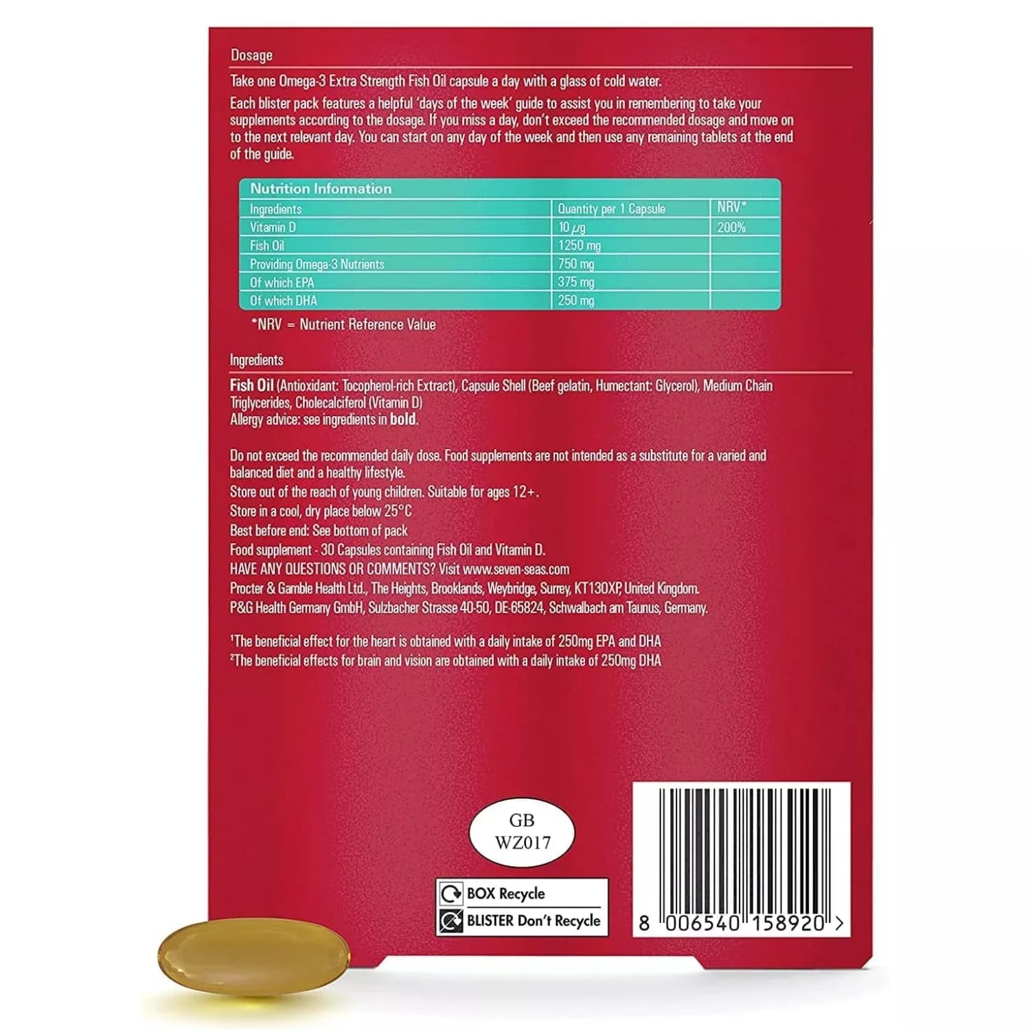Seven Seas Omega-3 Daily Capsules (30 Pack)