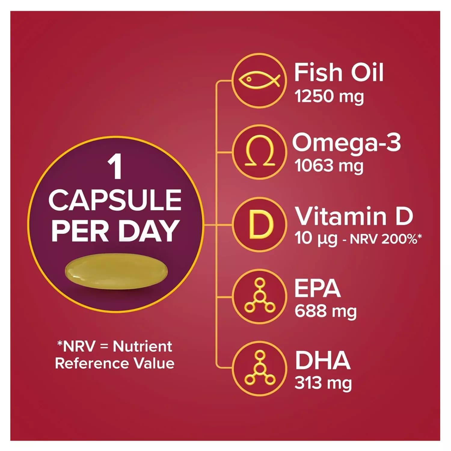 Seven Seas Omega-3 Fish Oil Max Strength with Vitamin D 30 Capsules