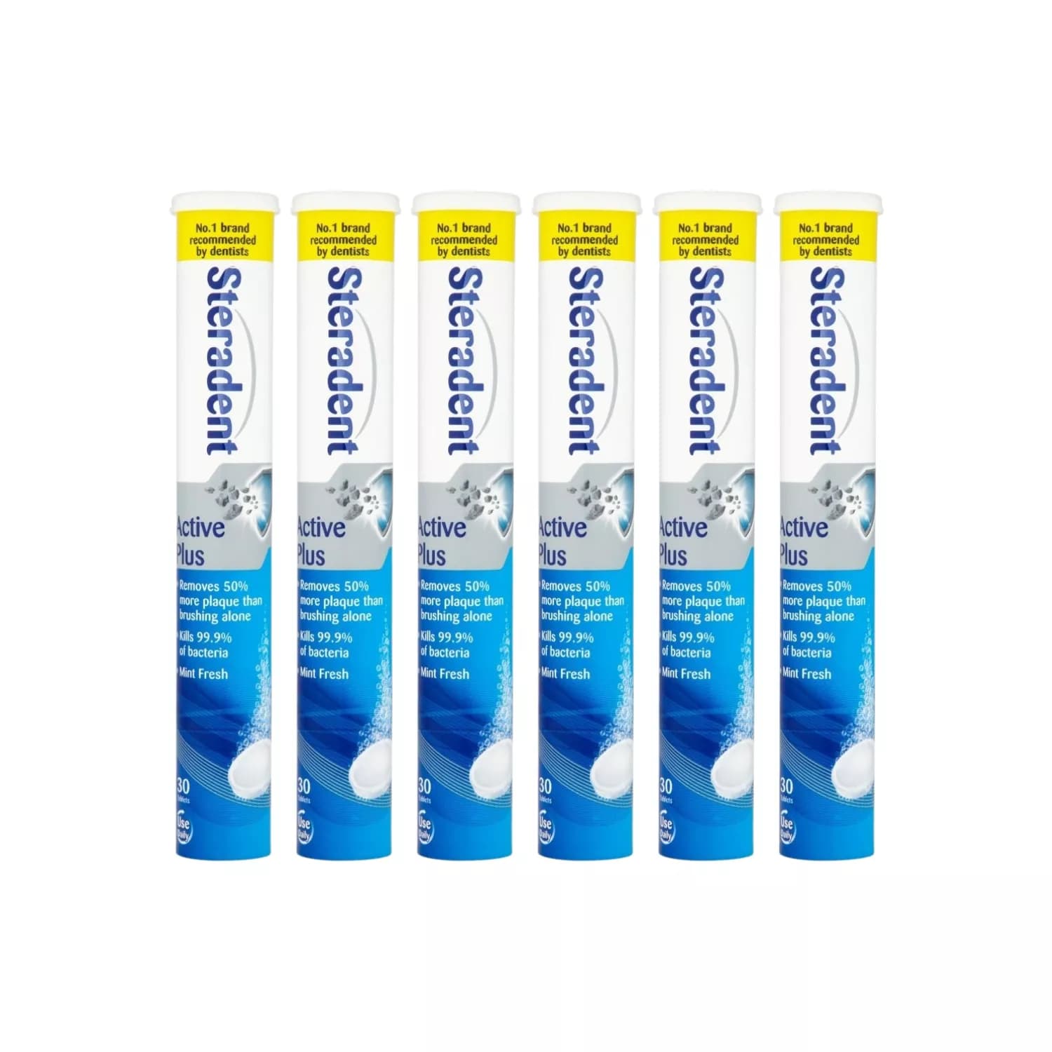 Steradent Tablets Active Plus 30 Count - Pack of 6