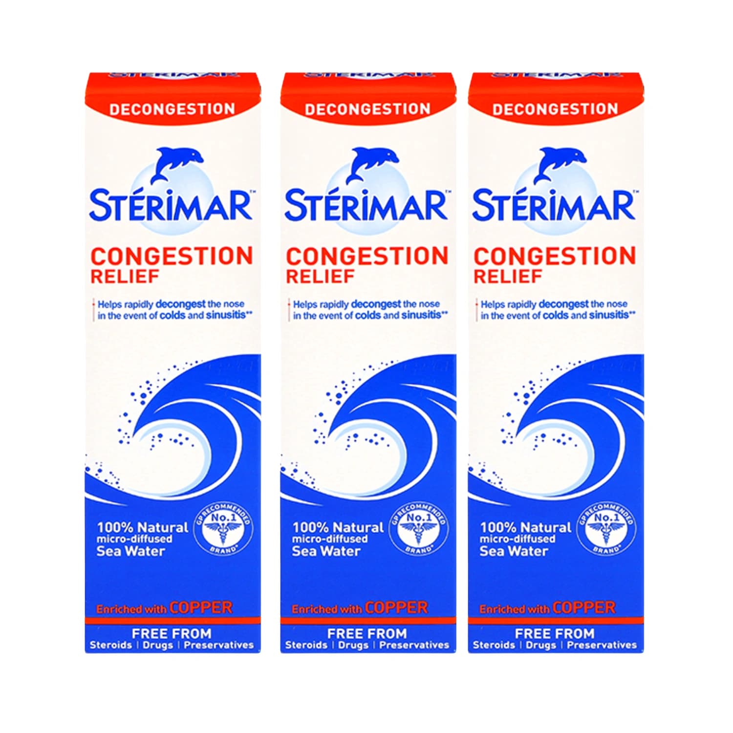 3x Sterimar Congestion Relief Nasal Spray 100ml