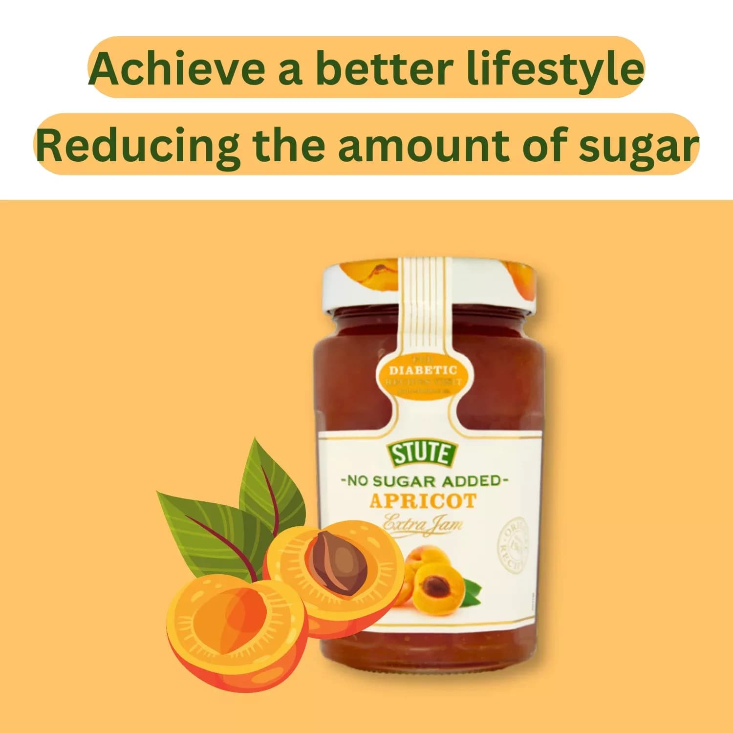 Stute Diabetic Apricot Extra Jam 430g - Pack of 2