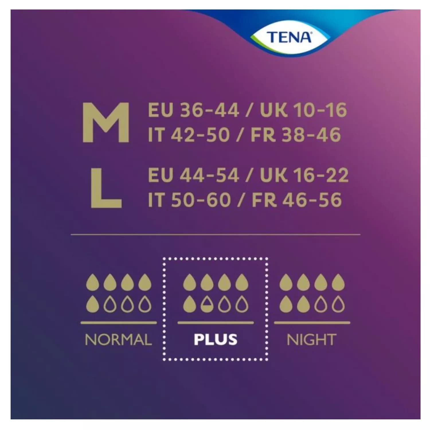 Tena Silhouette High Waist Underwear Plus Black Medium -Pack of 9