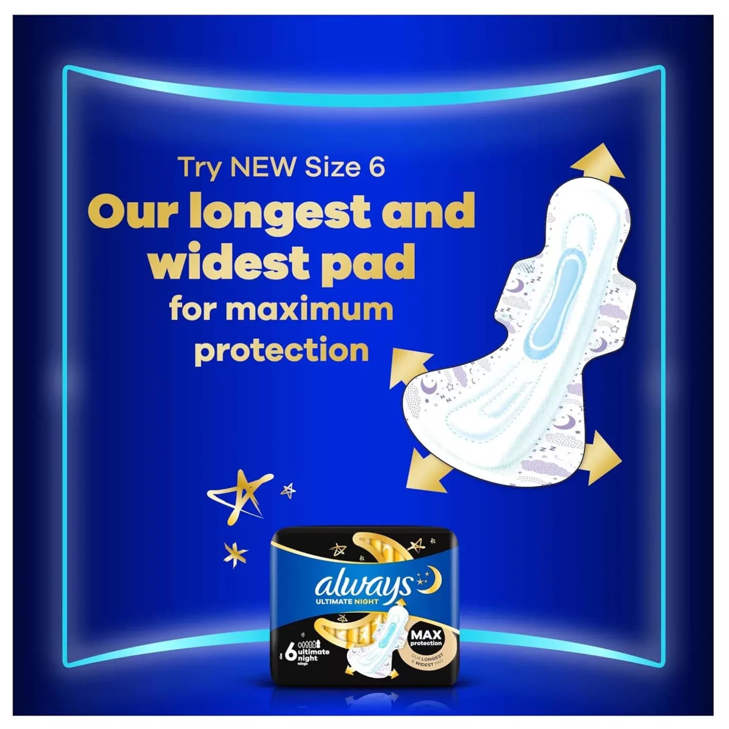 Always Ultra Sanitary Towels Secure Night Extra (Size 5) Wings X8 Pads