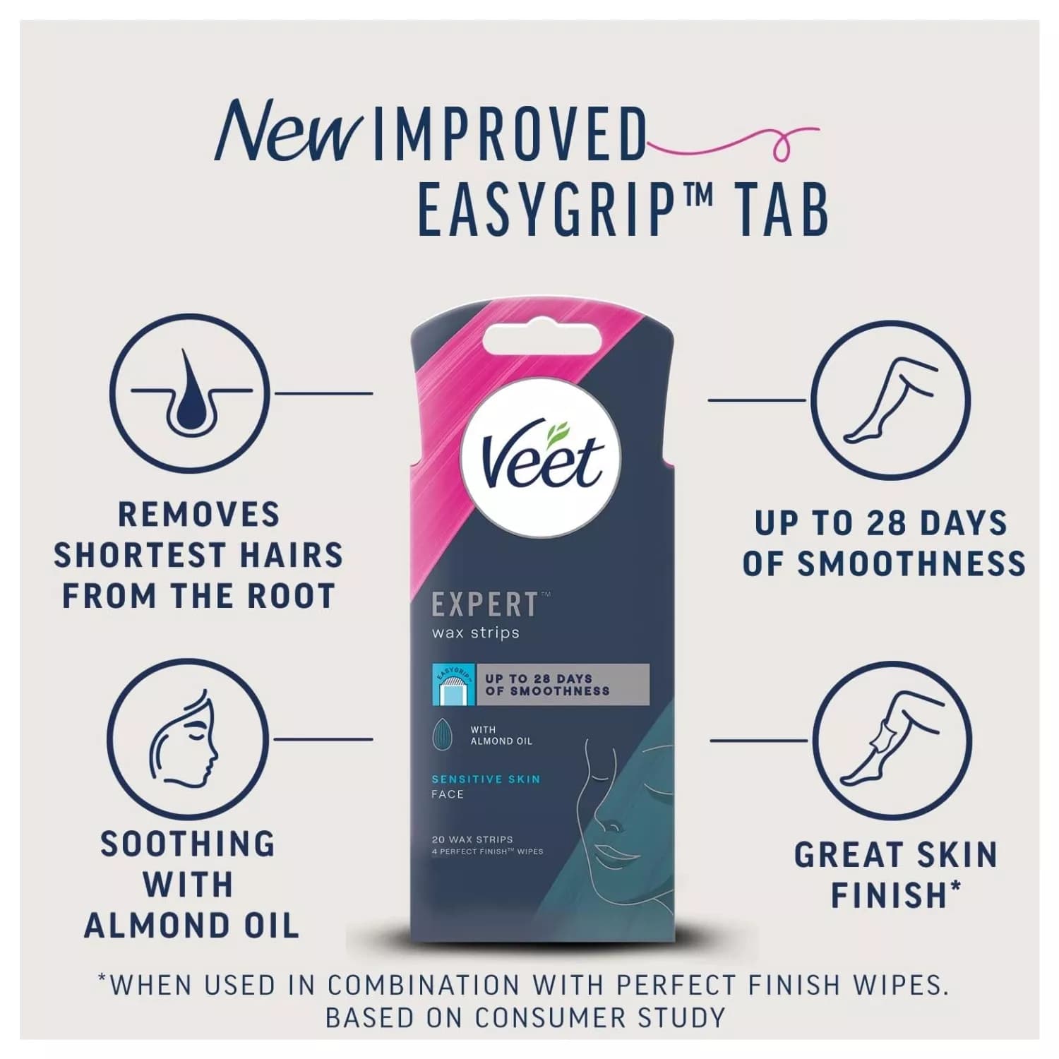 Veet Expert Wax Strips Face Sensitive Skin Hair Removal - 20s