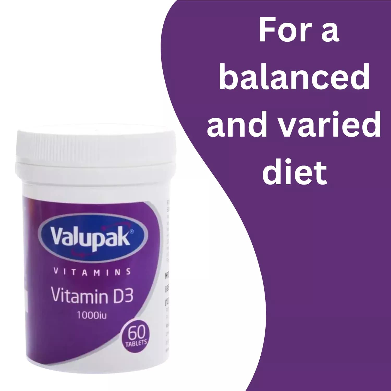 Valupak Vitamin D Tablets 1000iu - 60 Tablets - Pack of 6
