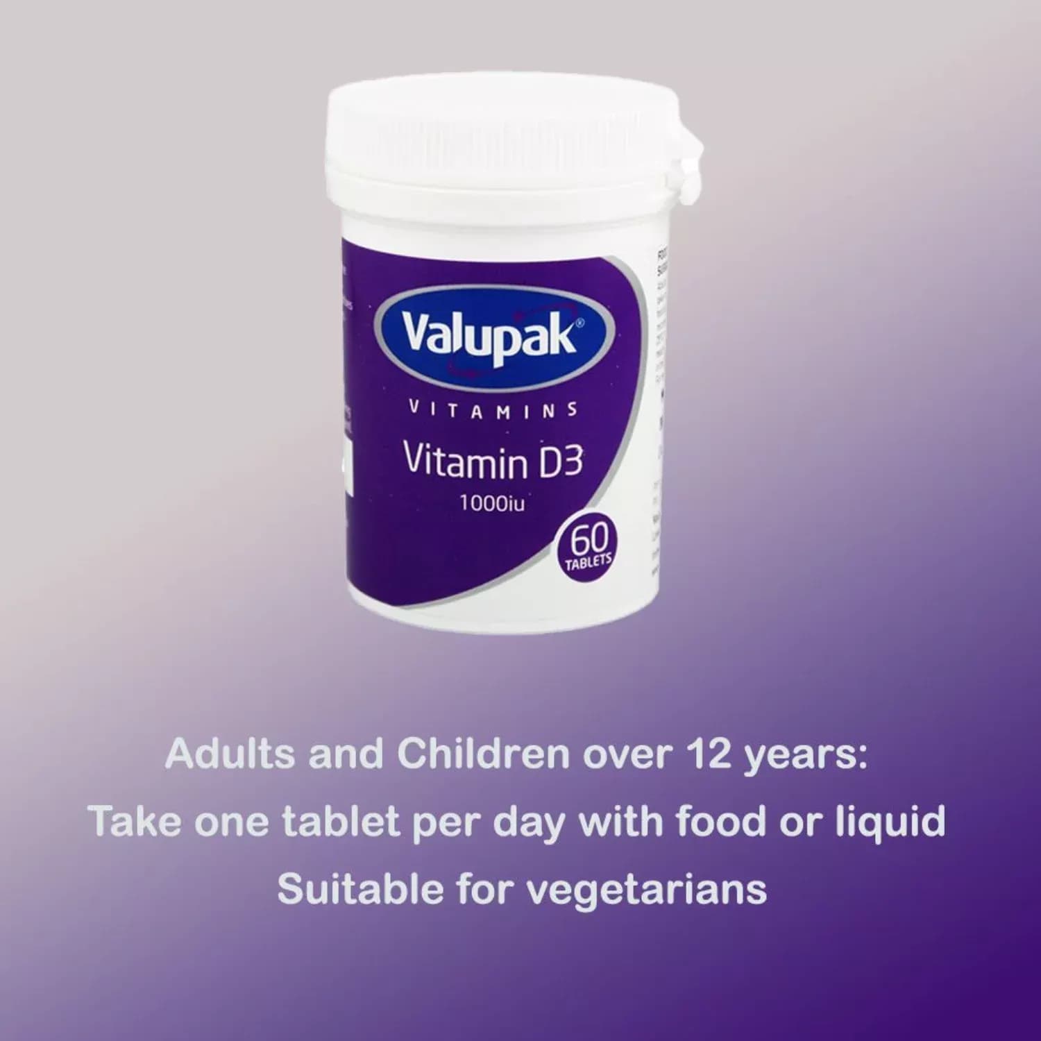 Valupak Vitamin D Tablets 1000iu - 60 Tablets - Pack of 6