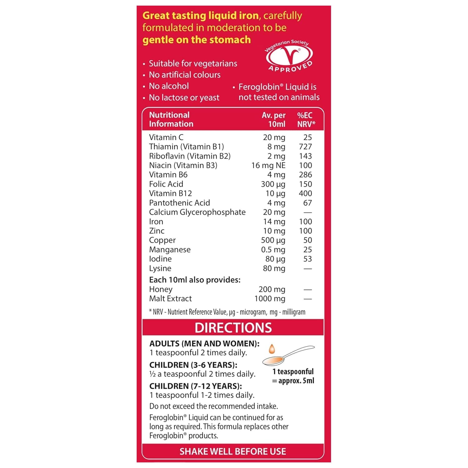 Vitabiotics Feroglobin-B12 Iron Supplement Liquid 200ml