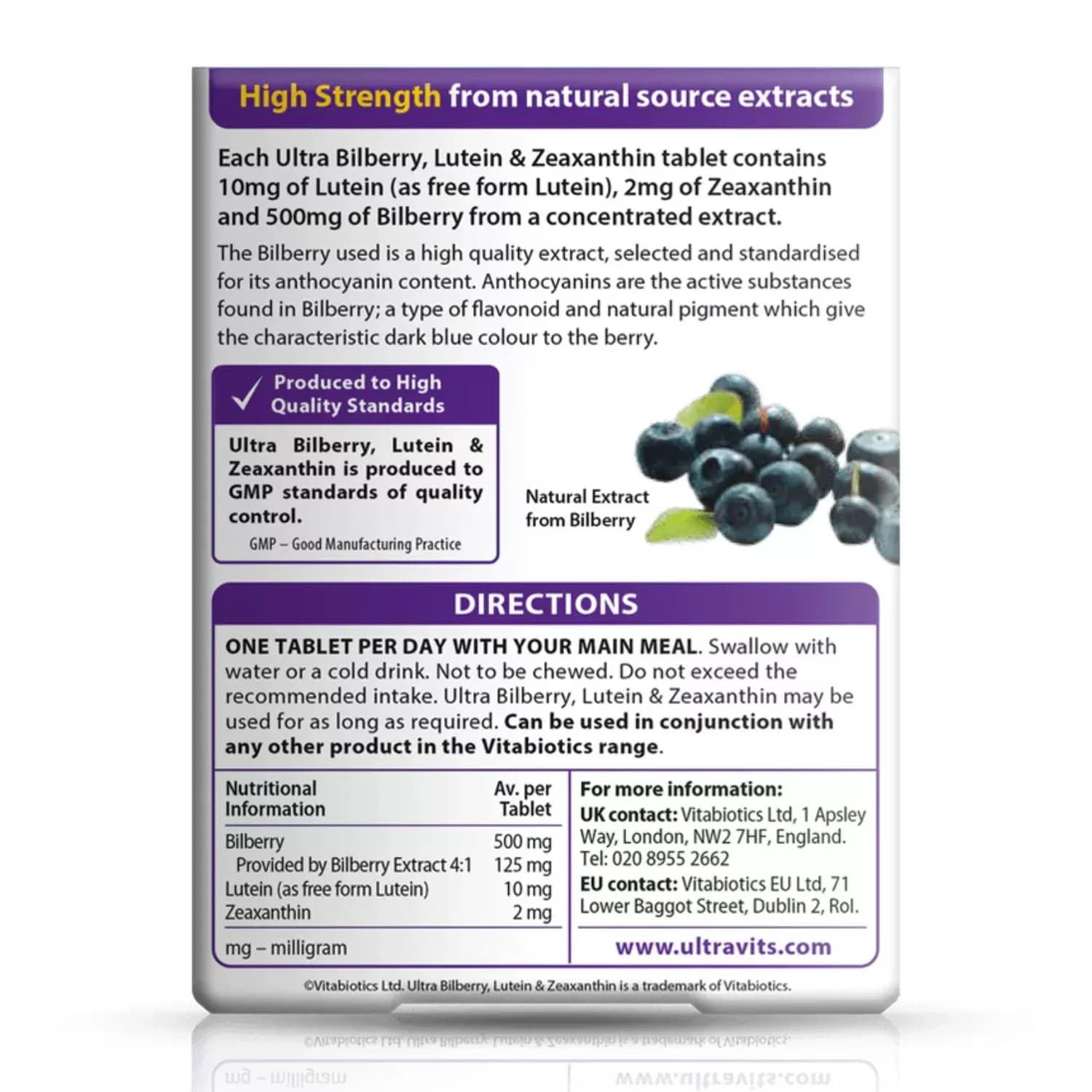 Vitabiotics Bilberry Lutein and Zeaxanthin Tablets