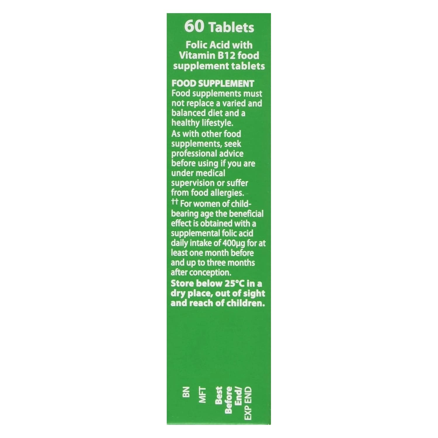 Vitabiotics Ultra Folic Acid, Vitamin B9 with Vitamin B12-60 Tablets