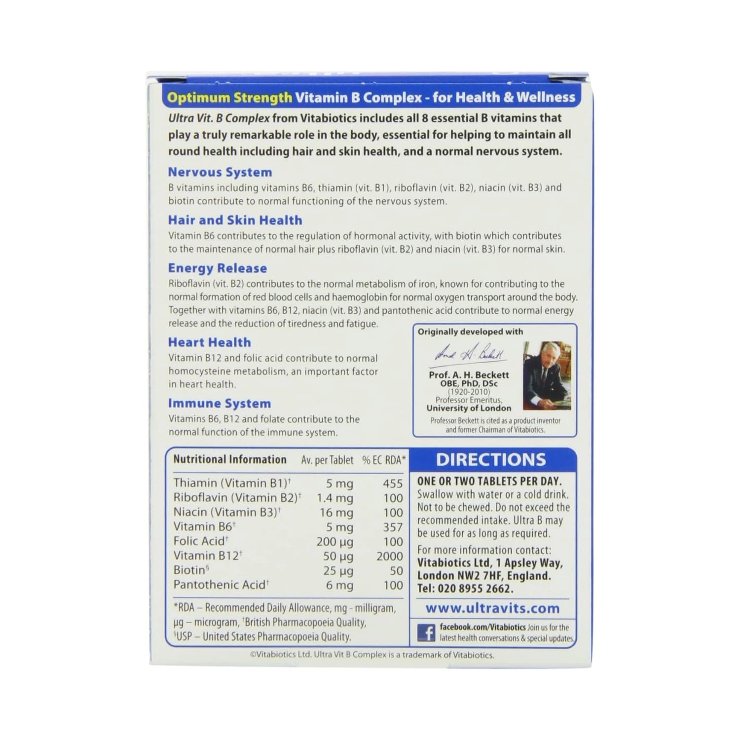 Vitabiotics Ultra Vitamin B-Complex 60 Tablets