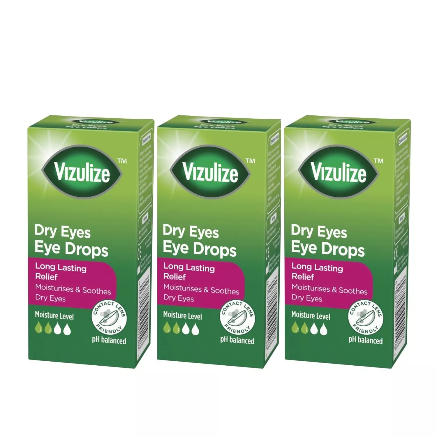Vizulize Long Lasting Dry Eye Drops 10ml Pack of 3