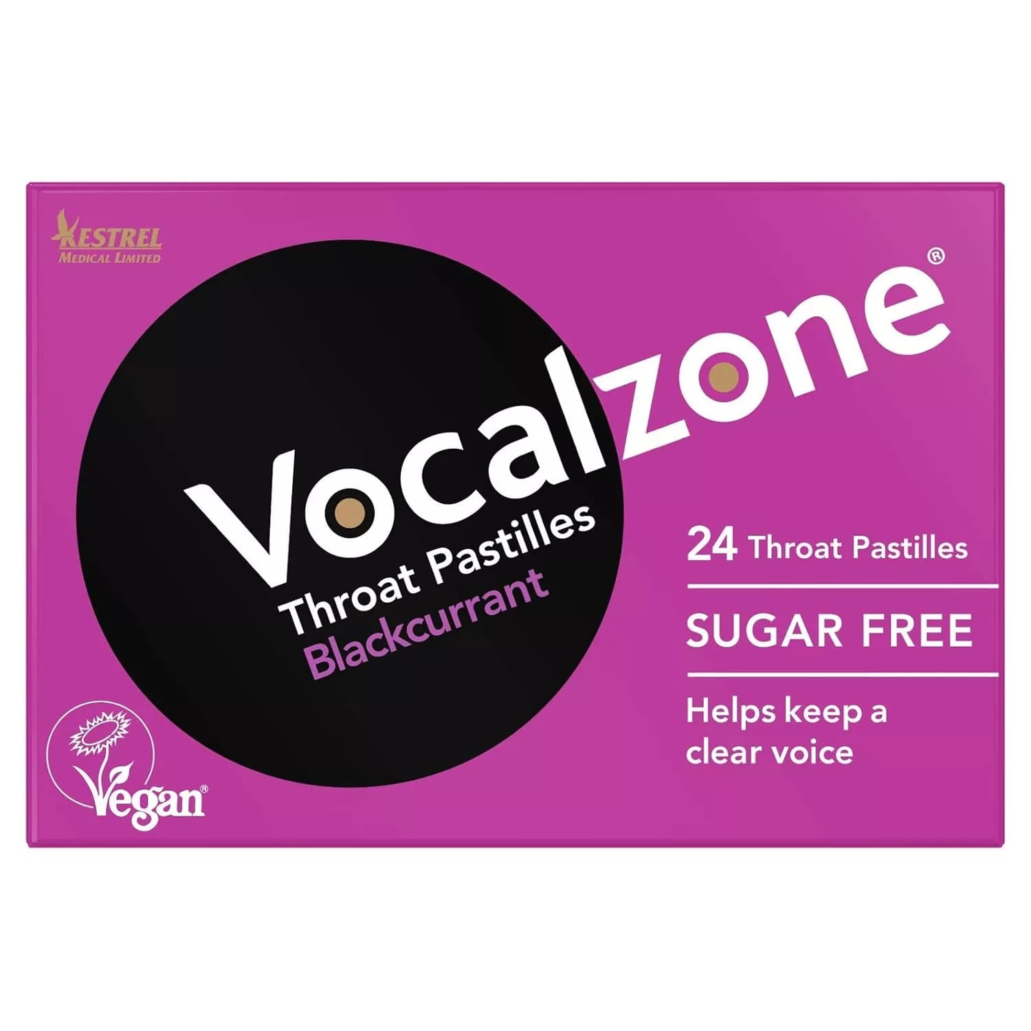 Vocalzone Blackcurrant Sugar-Free Pastilles 24 pieces