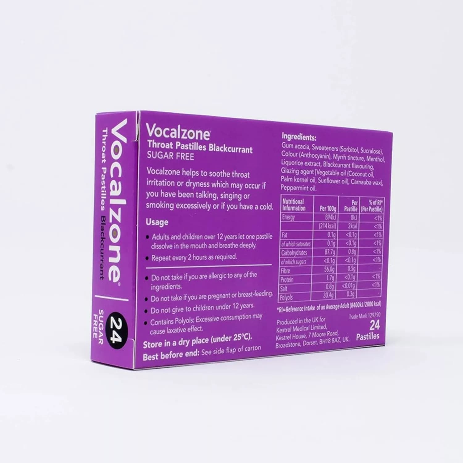 Vocalzone Blackcurrant Sugar-Free Pastilles 24 pieces