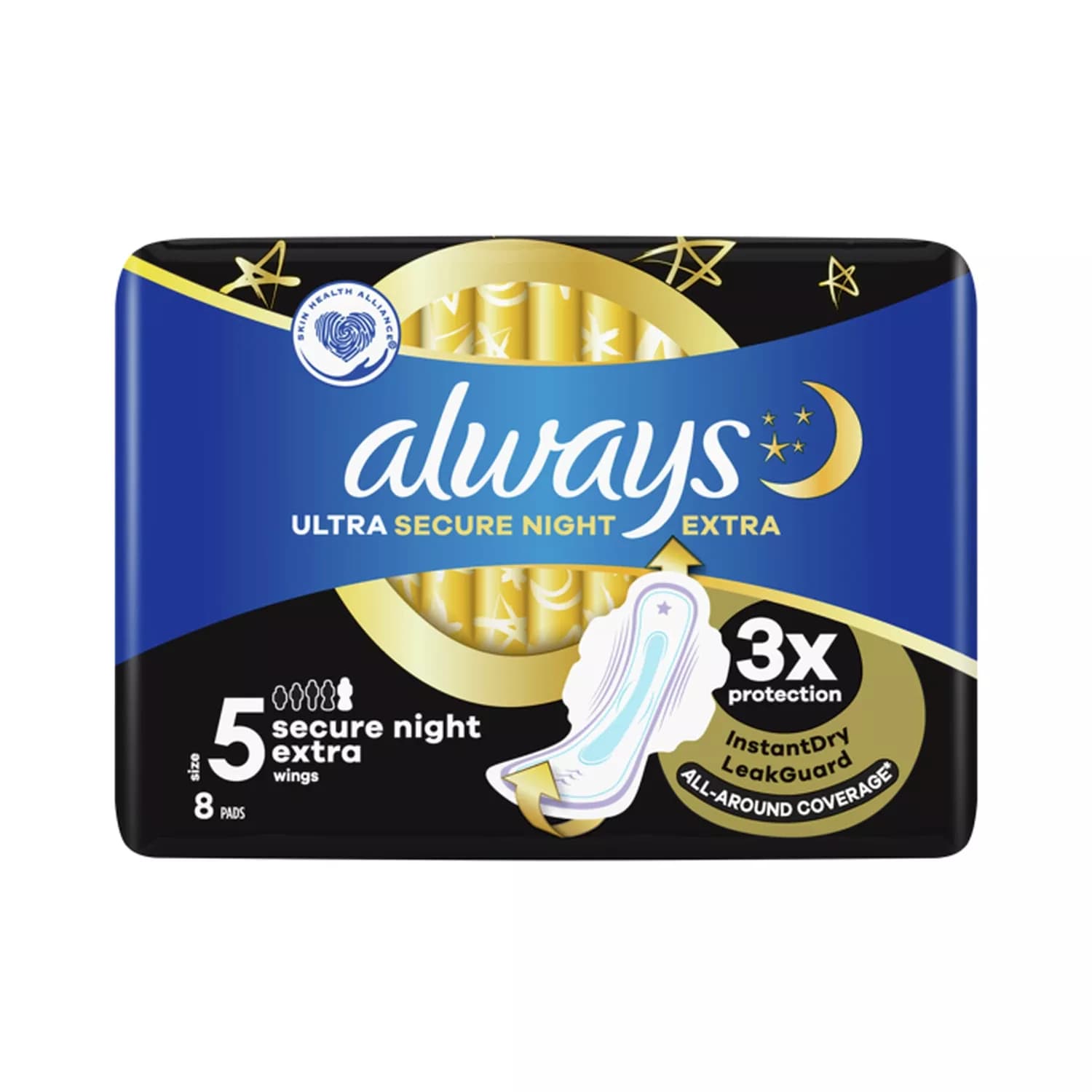 Always Ultra Sanitary Towels Secure Night Extra (Size 5) Wings X8 Pads