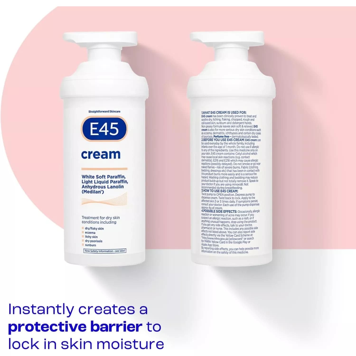 E45 Moisturiser Cream Moisturiser Pump 500g
