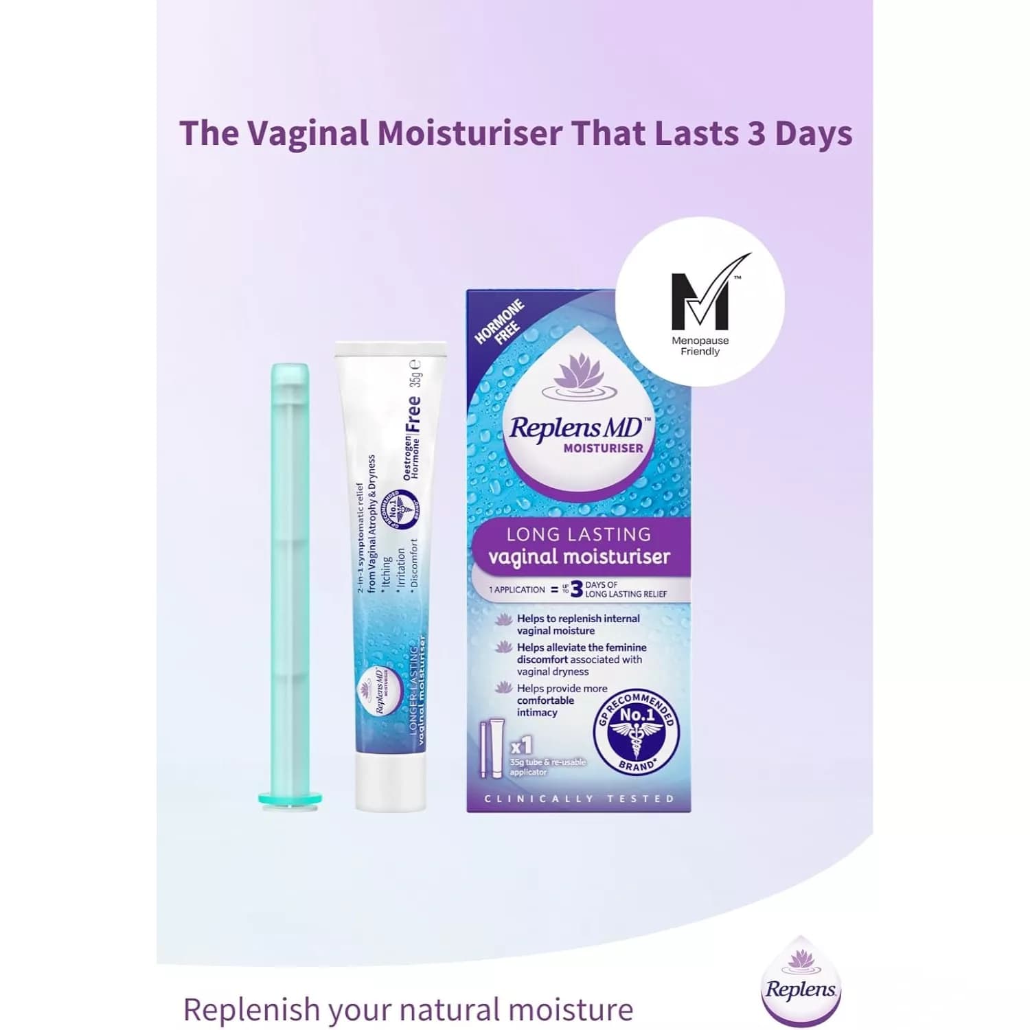 Replens MD Longer Lasting Vaginal Moisturiser - (35g)