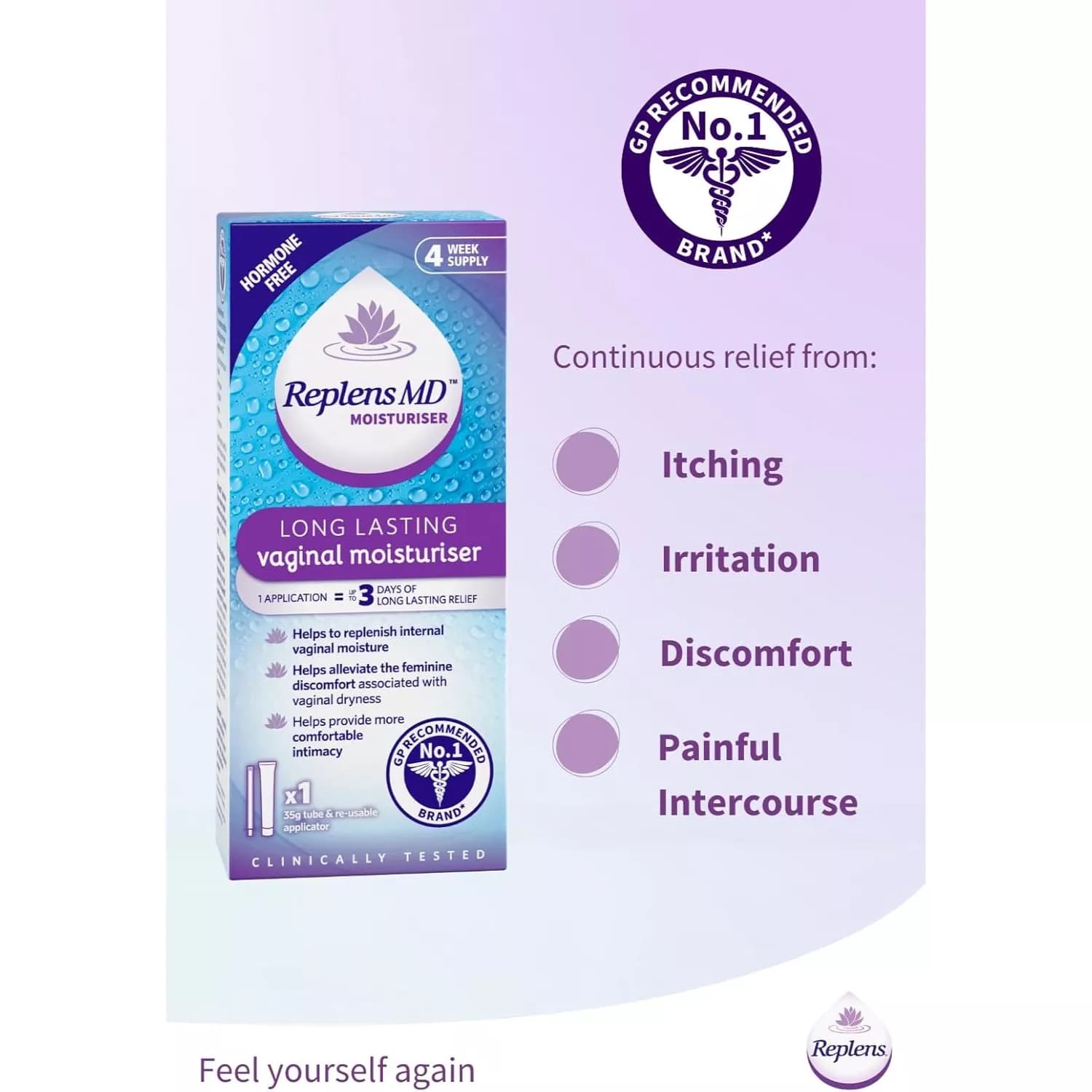 Replens MD Longer Lasting Vaginal Moisturiser - (35g)