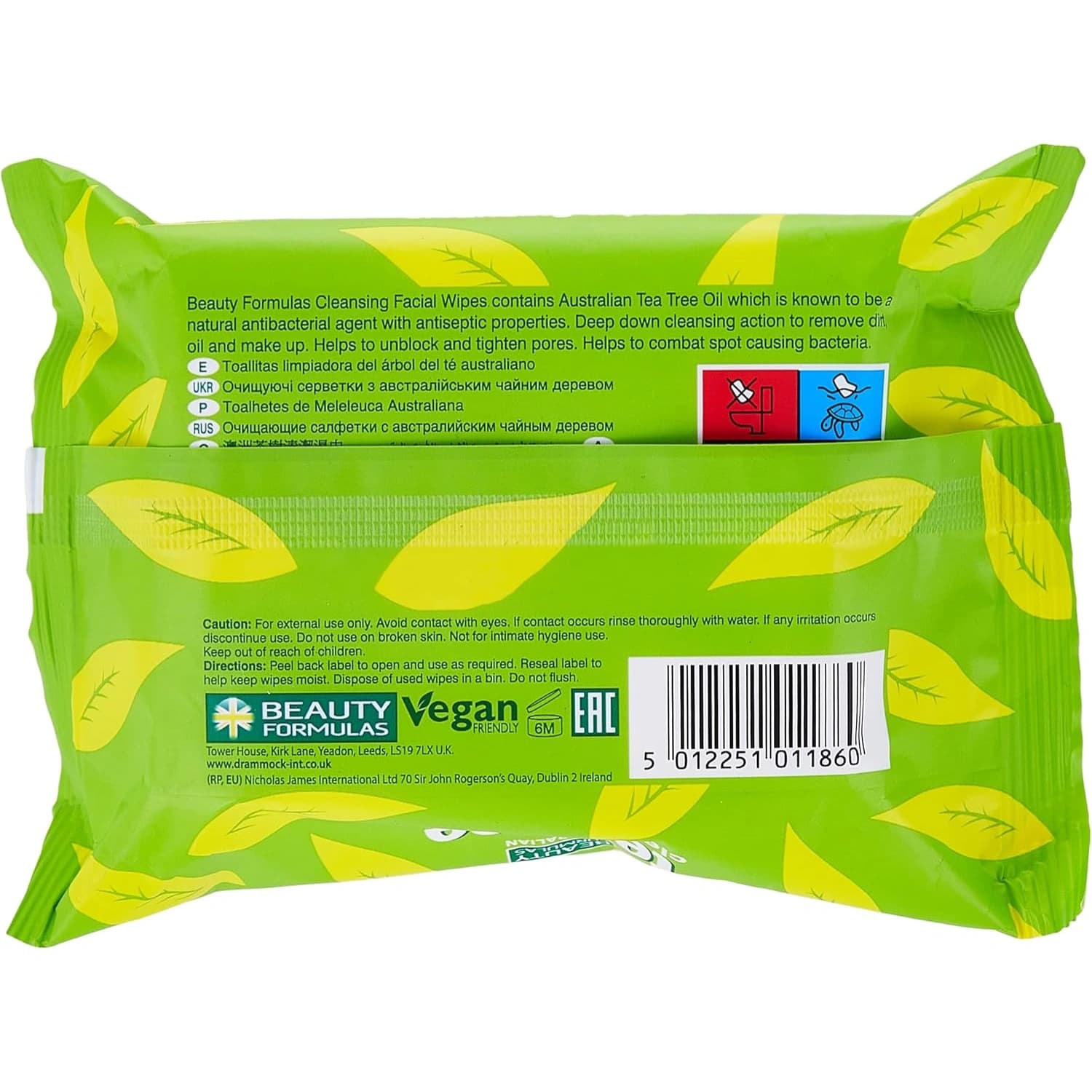 3x Beauty Formulas Tea Tree Cleansing Wipes 30 Count