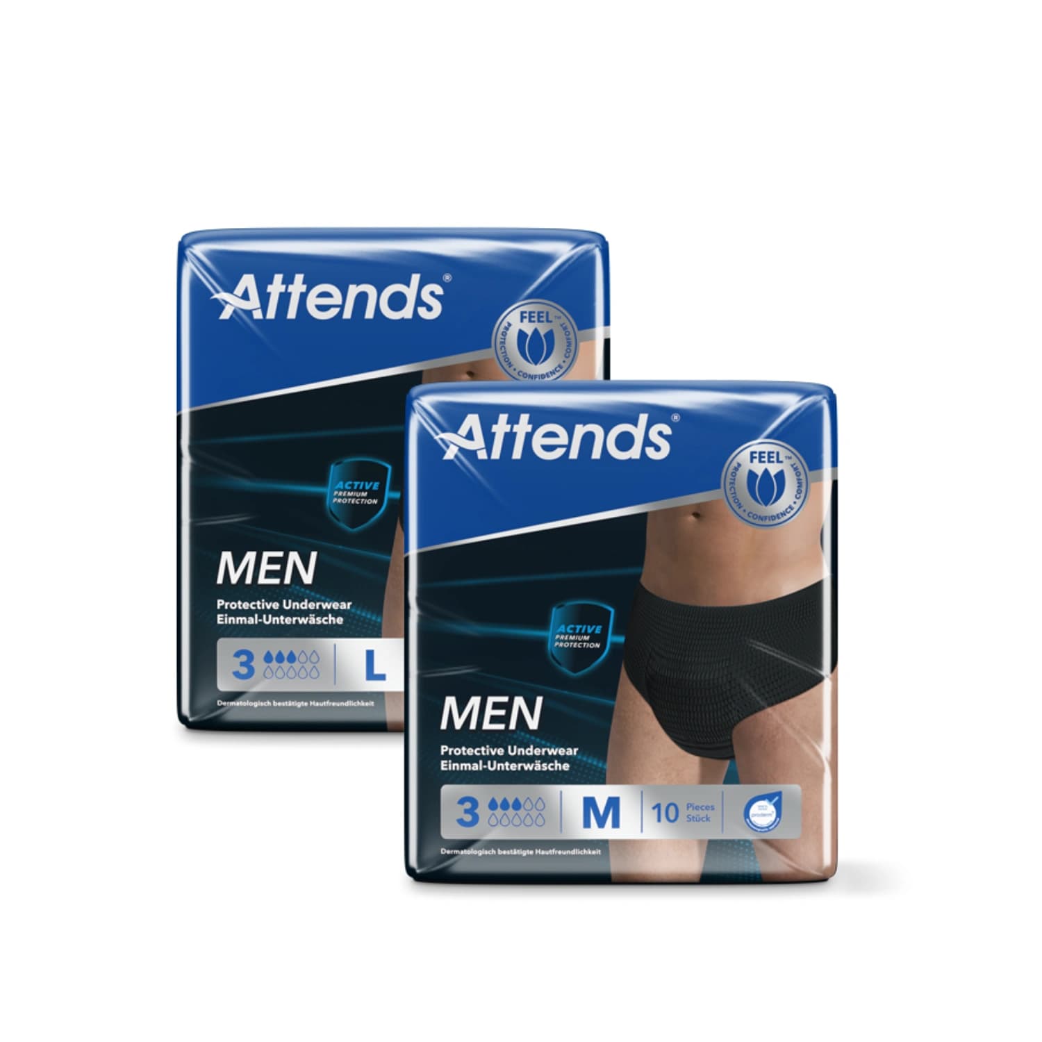Attends Men Protective Underwear 3 Medium, Large Pack of 10