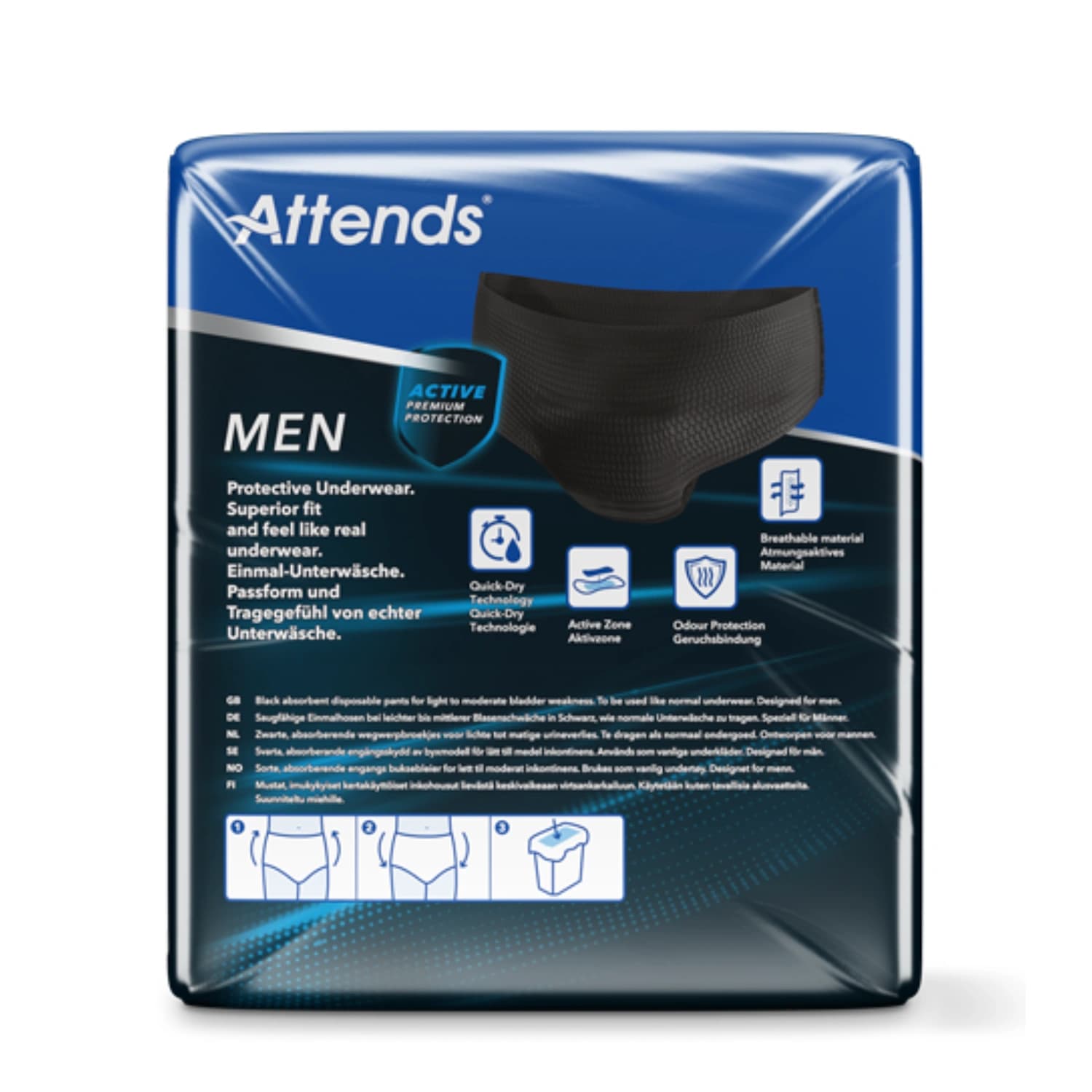 Attends Men Protective Underwear 3 Medium, Large Pack of 10