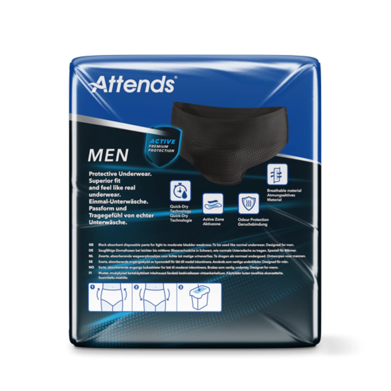 Attends Men Protective Underwear 3 Medium, Large Pack of 10