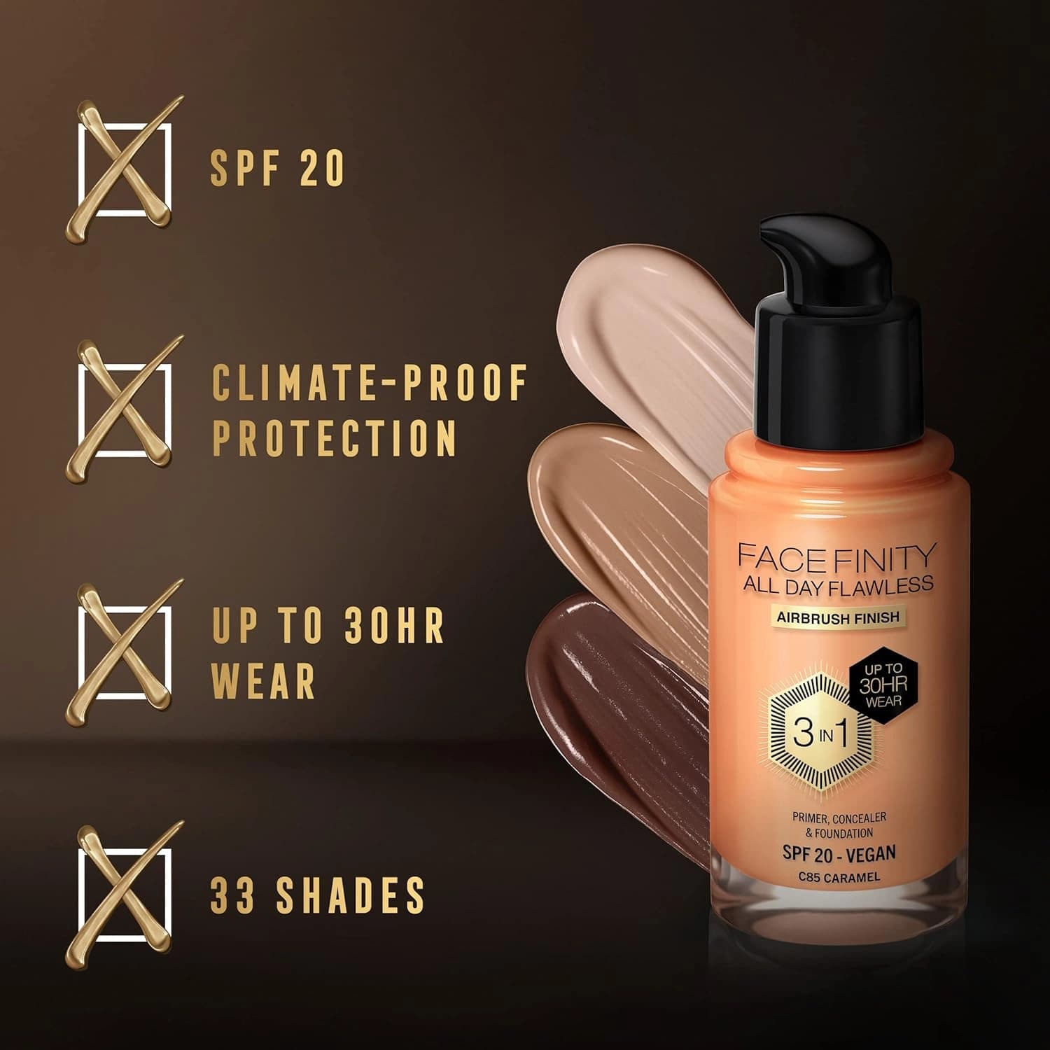 Max Factor Facefinity 3in1 Foundation 85 Caramel