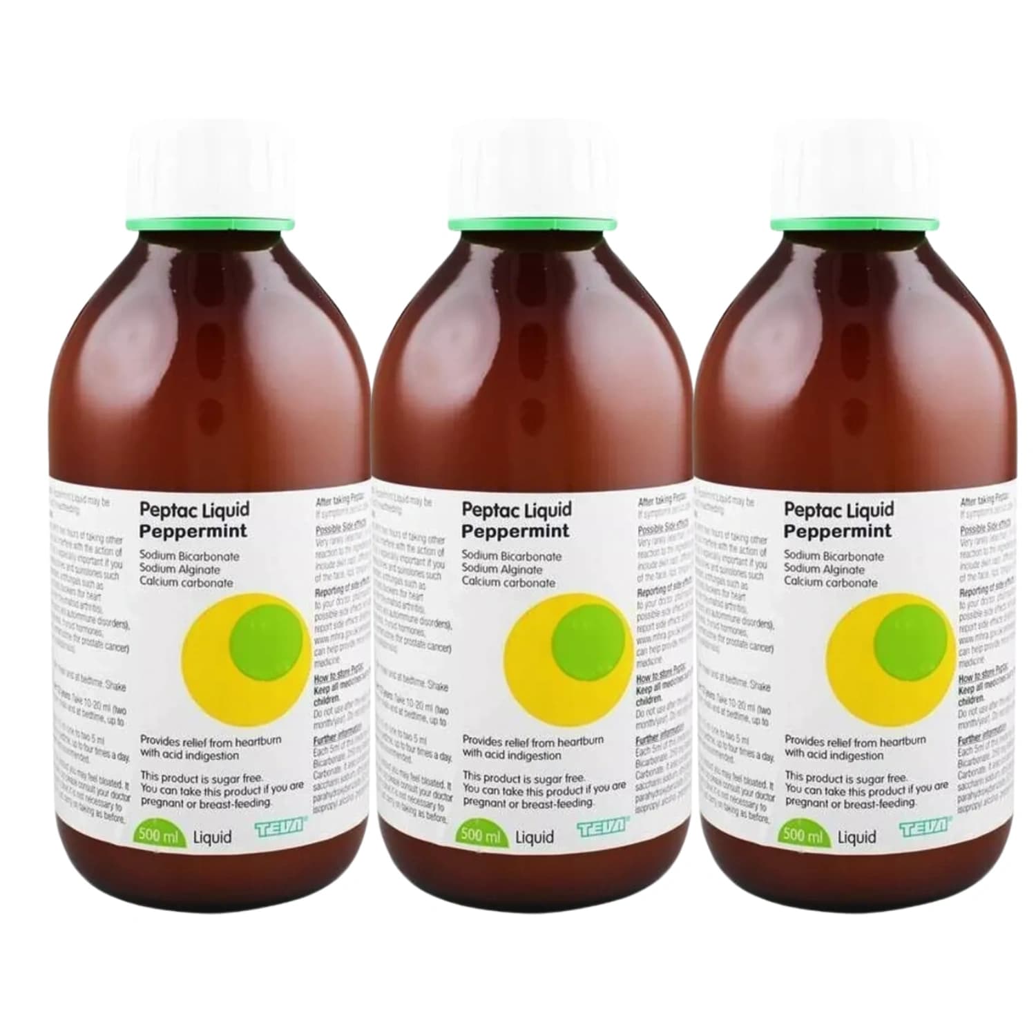 Peptac Liquid Peppermint 500ml - Pack of 3