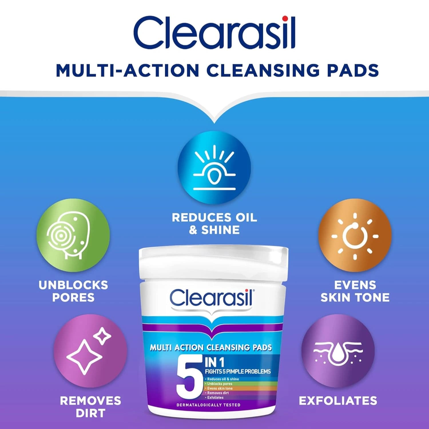 Clearasil 5 In 1 Multi-Action Cleansing 65 Pads
