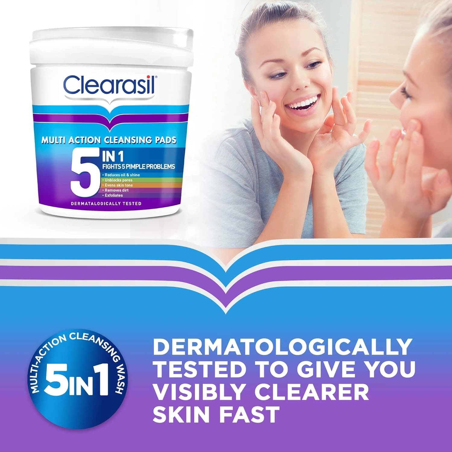 Clearasil 5 In 1 Multi-Action Cleansing 65 Pads