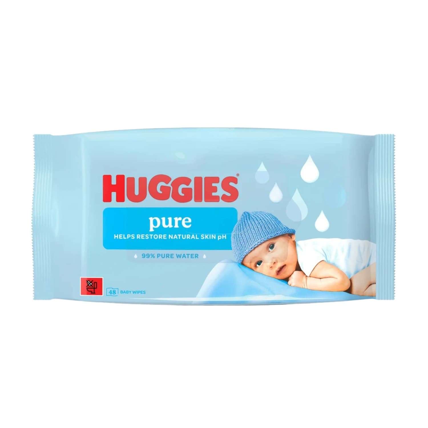 Huggies Pure 0% Plastic Baby Wipes 48 Wipes