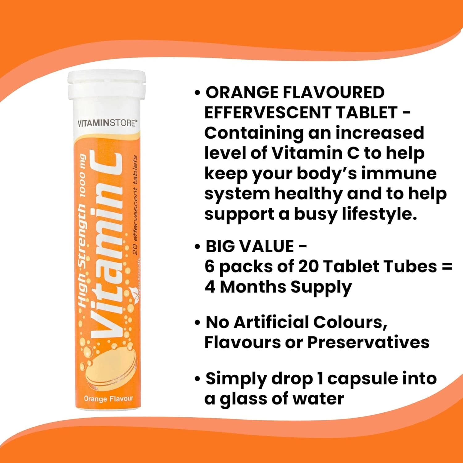 Vitamin Store Effervescent Vitamin C 1000mg 20s - Pack of 6