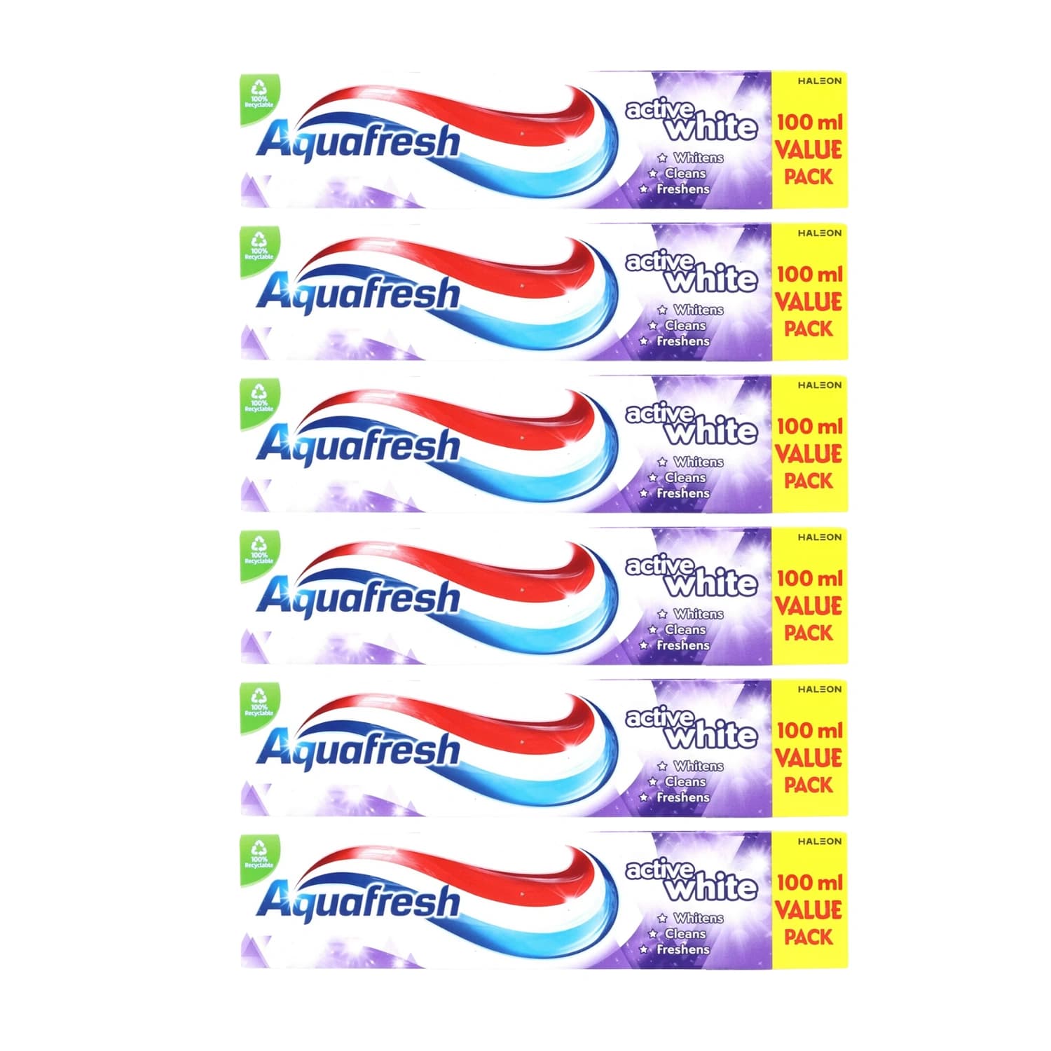 Aquafresh Active Whitening Toothpaste 100ml - Pack of 6