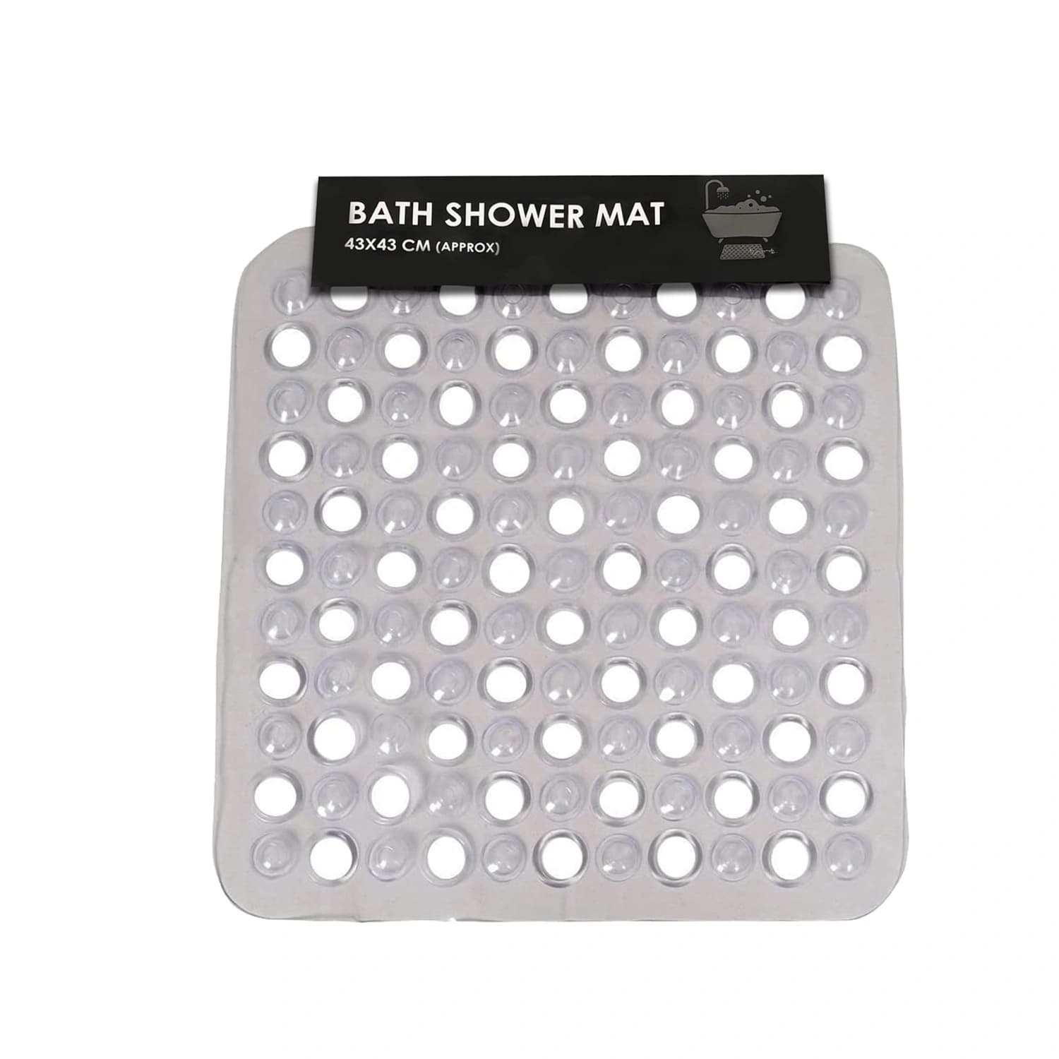 Beamfeature Modern Transparent PVC Anti-Slip Bath Mat 43x43