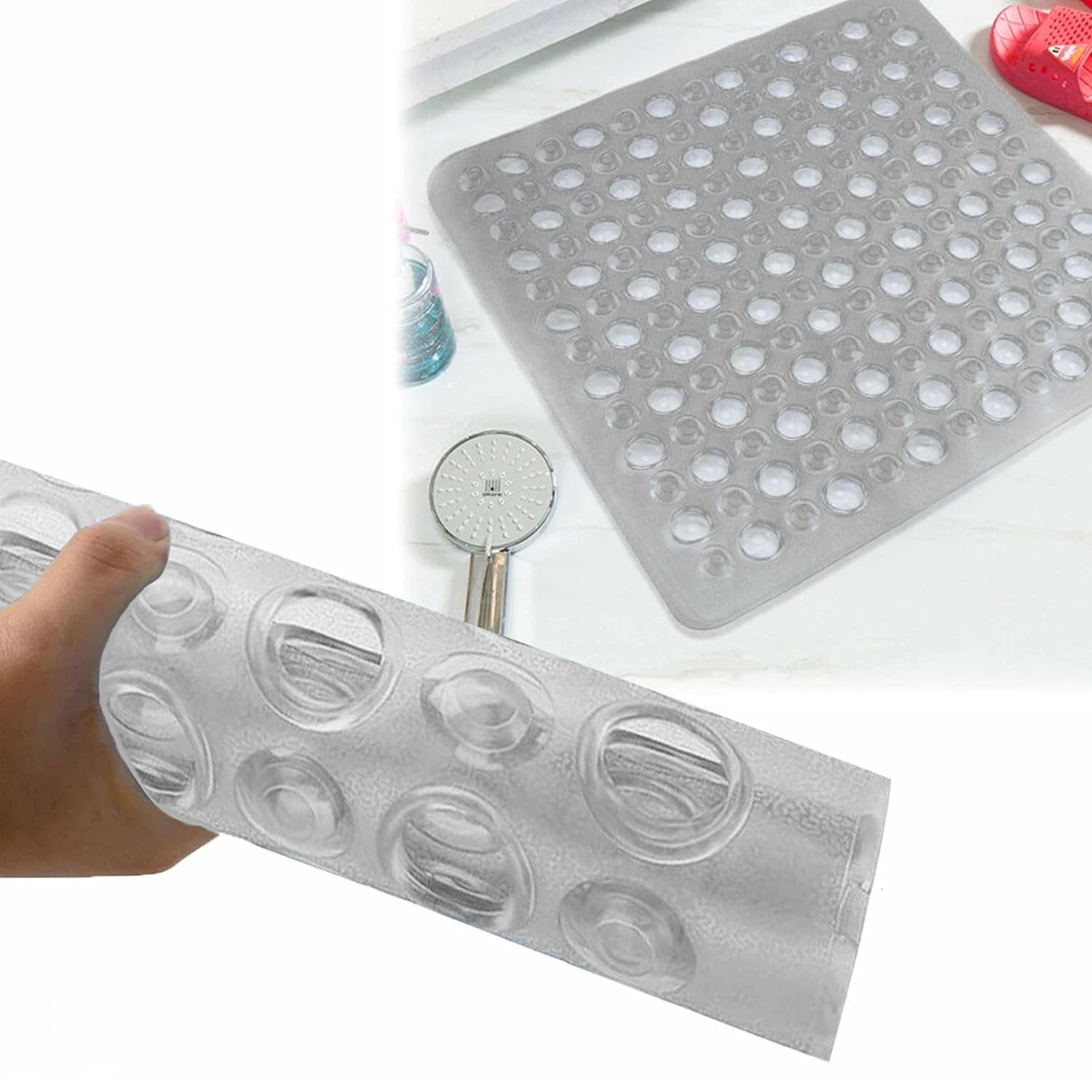 Beamfeature Modern Transparent PVC Anti-Slip Bath Mat 43x43