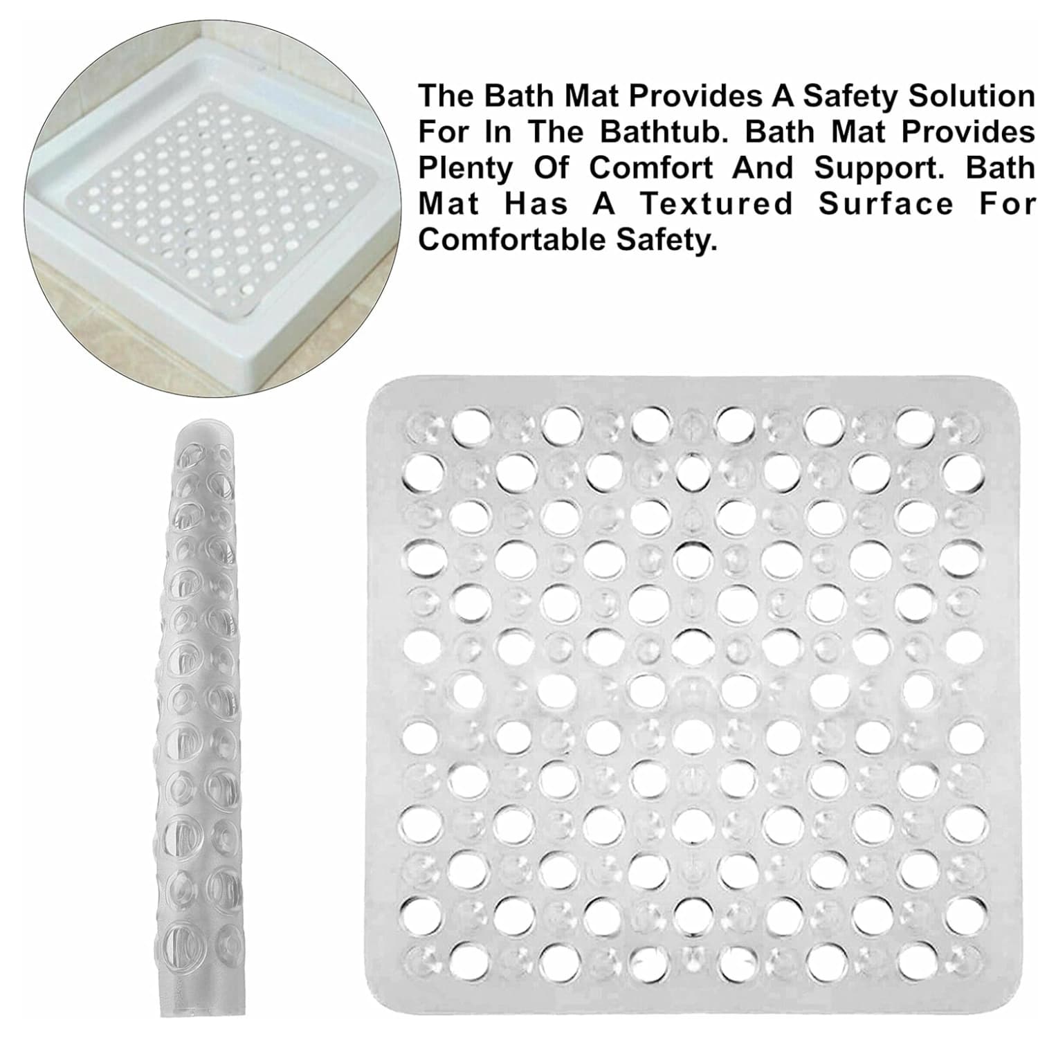 Beamfeature Modern Transparent PVC Anti-Slip Bath Mat 43x43
